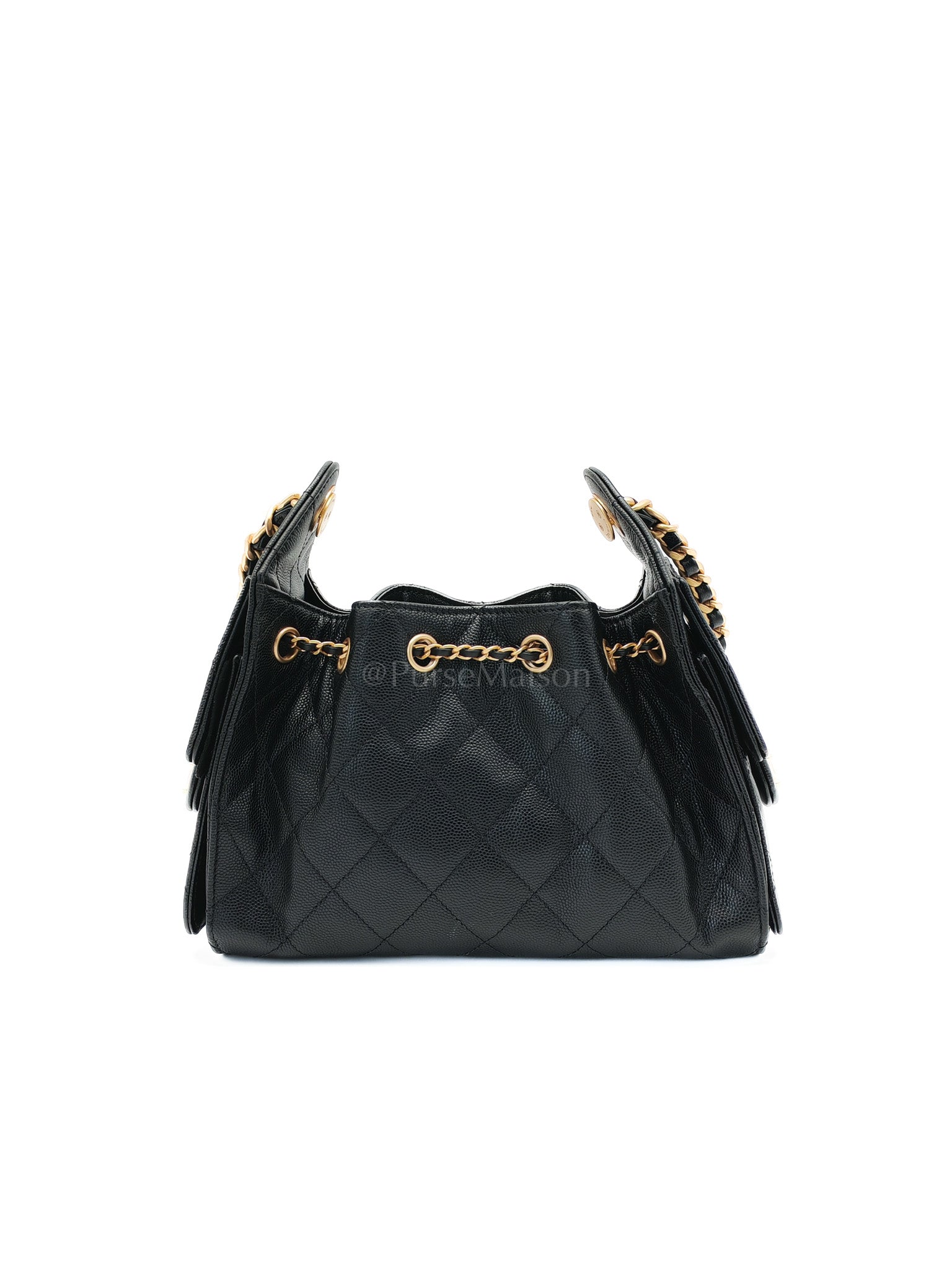 25 Mini in Black Caviar Leather Aged Gold Hardware(Microchip) | Purse Maison Luxury Bags Shop