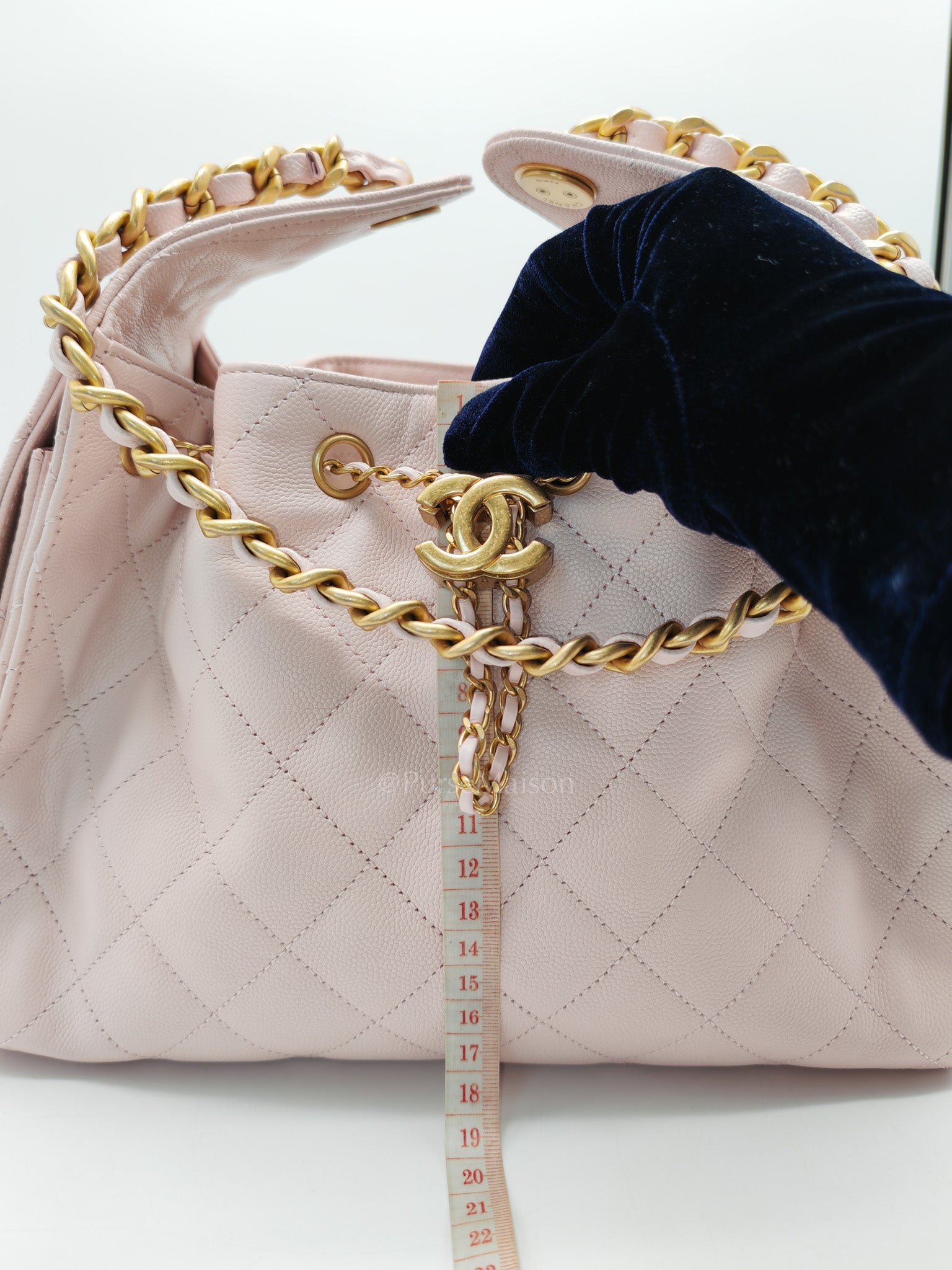 25 Small in Pink Caviar Leather and Aged Gold Hardware (Microchip) | Purse Maison Luxury Bags Shop