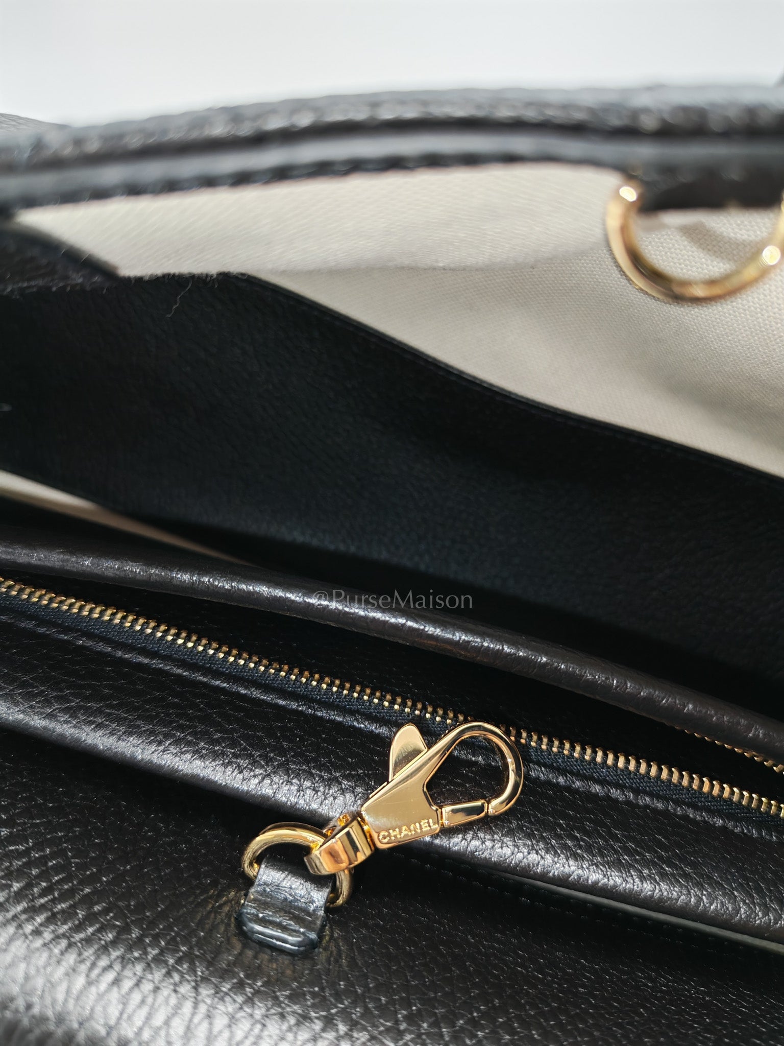 26 Matthieu Blazy Small Tote Bag in Black Grained Calfskin & Gold Hardware Microchip | Purse Maison Luxury Bags Shop