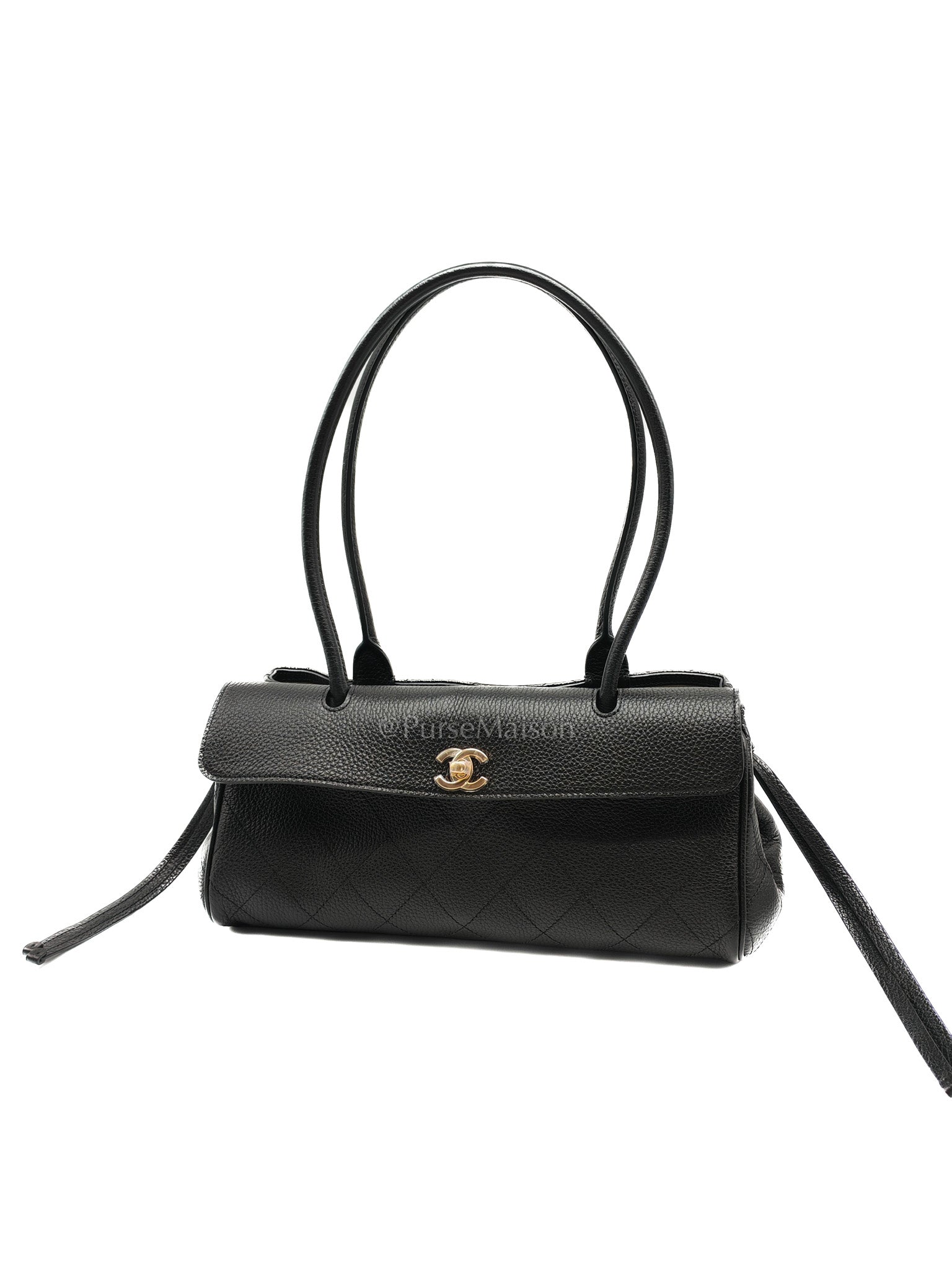 26 Matthieu Blazy Small Tote Bag in Black Grained Calfskin & Gold Hardware Microchip | Purse Maison Luxury Bags Shop