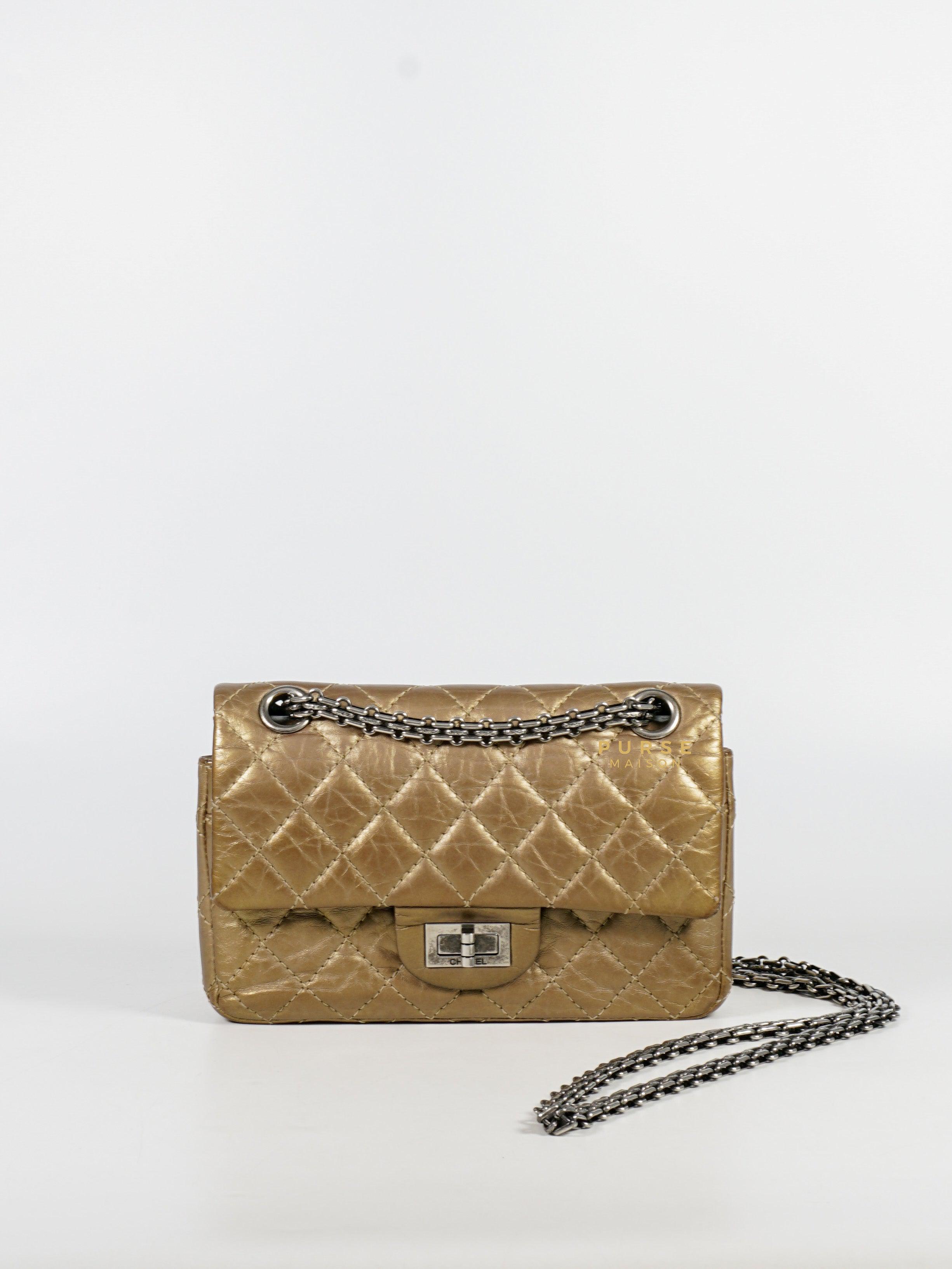 Chanel 2.55 Mini Reissue Double flap Bronze Aged Calfskin & Ruthenium Hardware (Series 16)