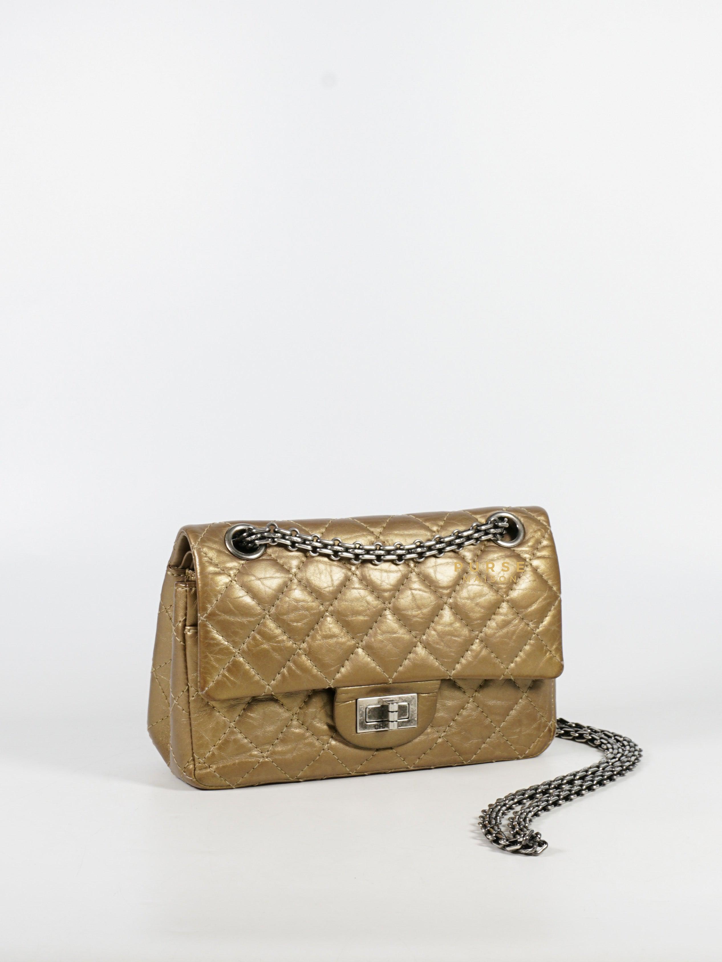 Chanel 2.55 Mini Reissue Double flap Bronze Aged Calfskin & Ruthenium Hardware (Series 16)