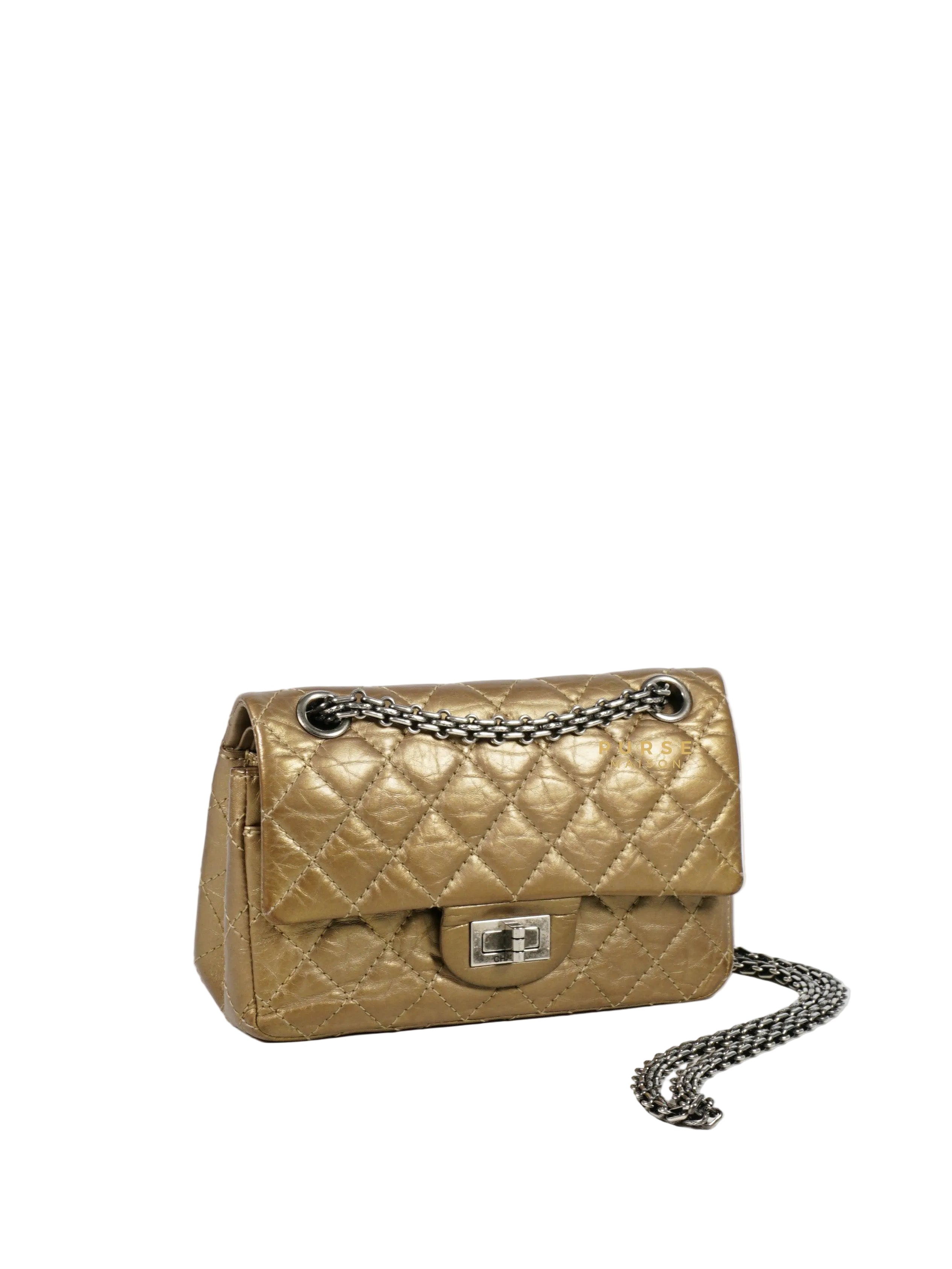 Chanel 2.55 Mini Reissue Double flap Bronze Aged Calfskin & Ruthenium Hardware (Series 16)