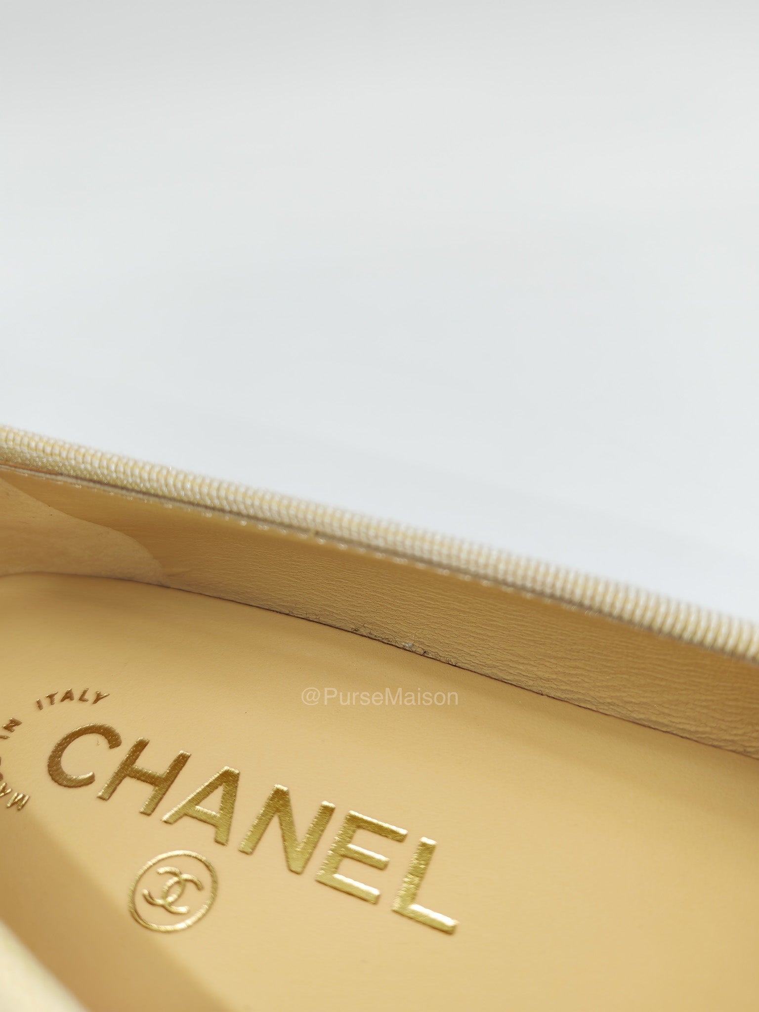 Chanel Ballerina Flats in Black Cap Toe and Beige Lambskin Body Size 37.5 Eu (24cm) | Purse Maison Luxury Bags Shop
