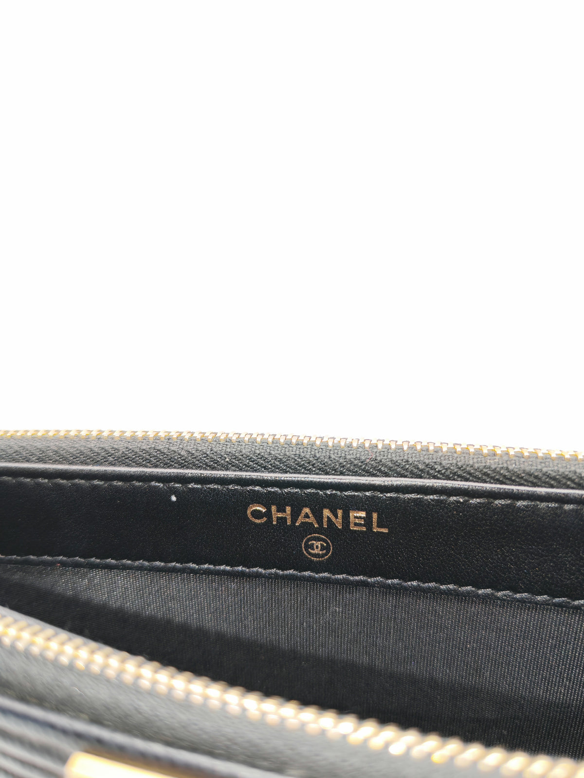 Chanel Boy Double Zip Clutch with Chain in Black Caviar Leather and Aged Gold Hardware Series 25 | Purse Maison Luxury Bags Shop