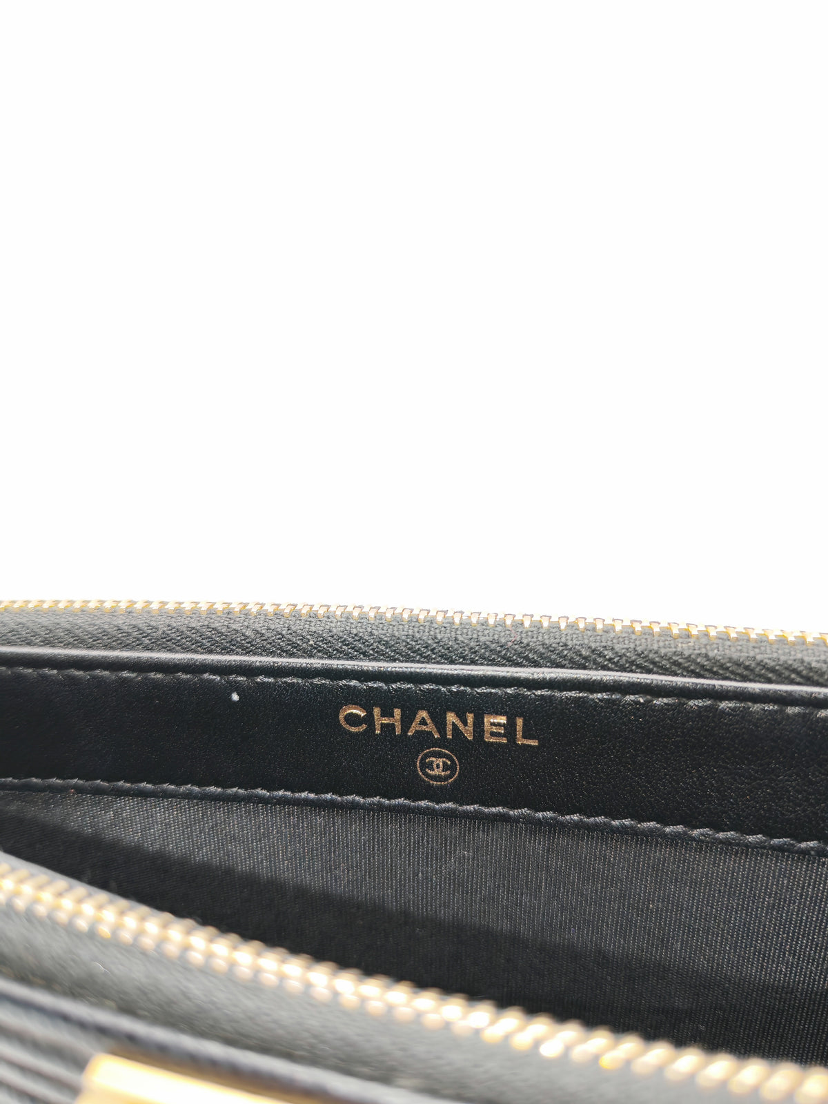 Chanel Boy Double Zip Clutch with Chain in Black Caviar Leather and Aged Gold Hardware Series 25 | Purse Maison Luxury Bags Shop