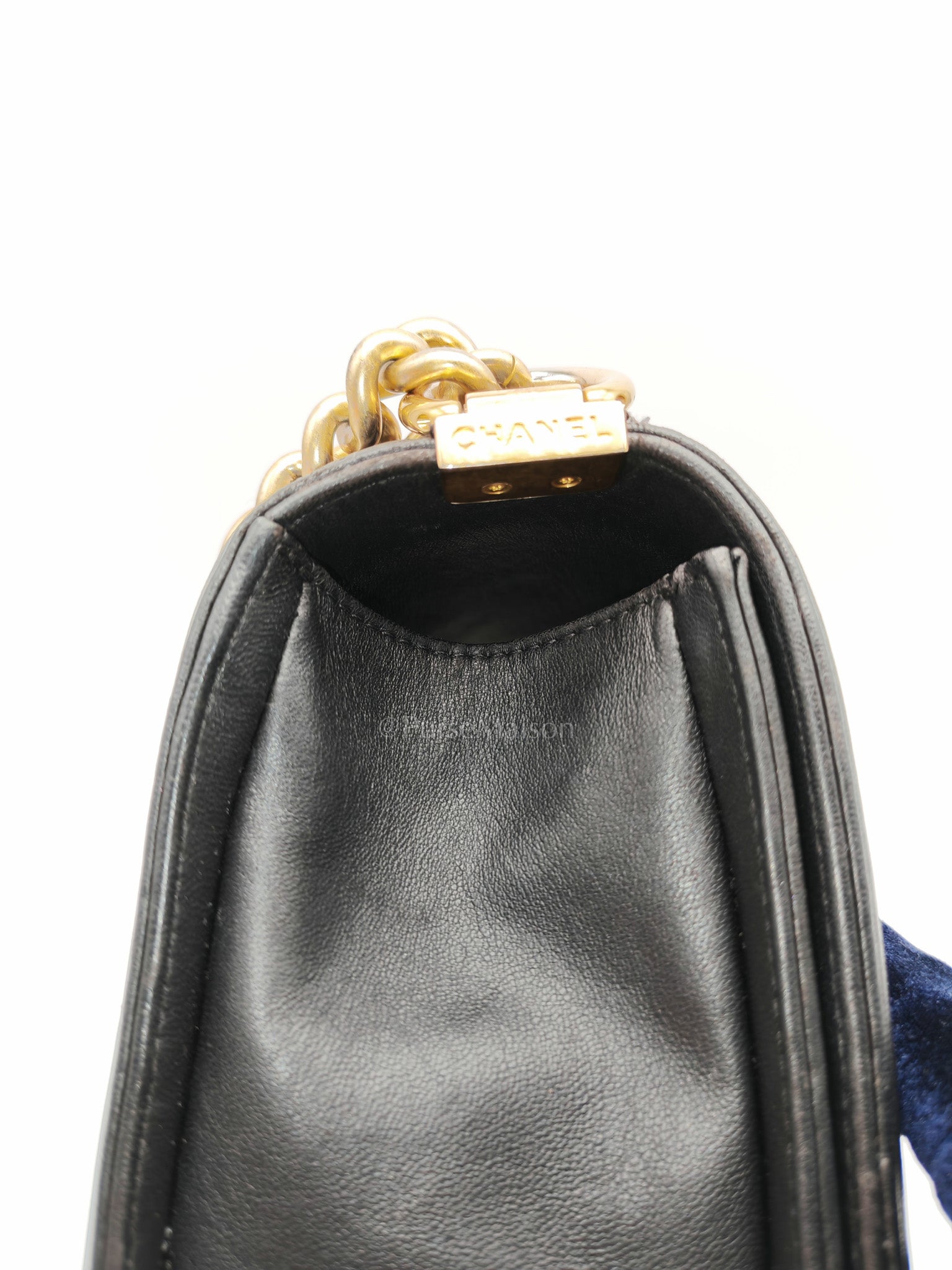 Chanel Boy Medium in Black Quilted Lambskin Leather and Aged Gold Hardware Series 23 | Purse Maison Luxury Bags Shop