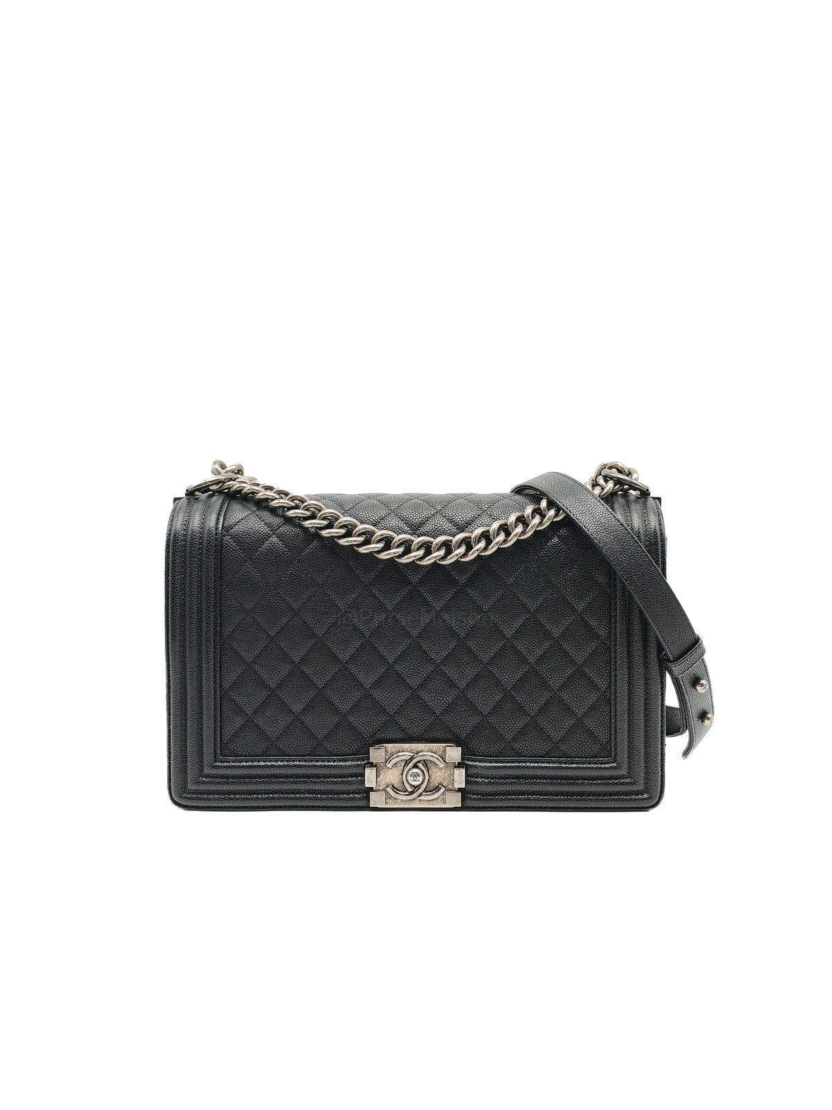 Chanel Boy New Medium in Black Caviar Leather and Ruthenium Hardware Series 23 | Purse Maison Luxury Bags Shop