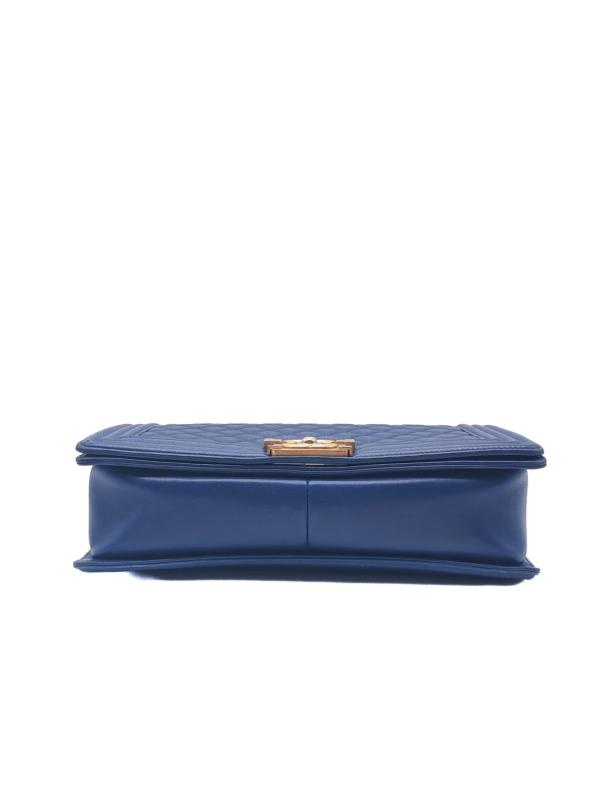 Chanel Boy New Medium in Navy Blue Quilted Lambskin Leather and Gold Hardware Series 23 | Purse Maison Luxury Bags Shop