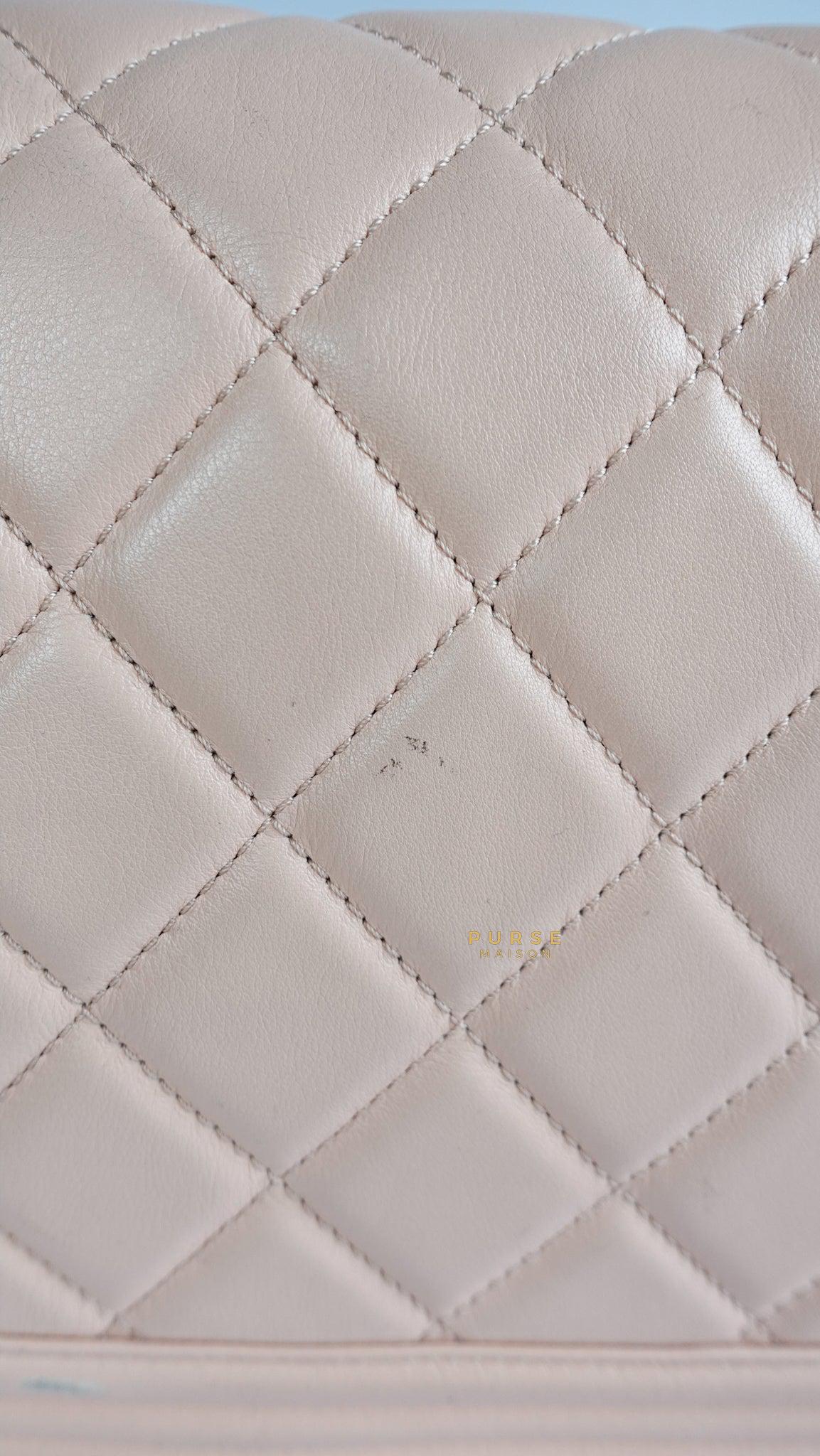 Chanel Boy New Medium in Nude Beige Lambskin Leather & Ruthenium Hardware (Series 19)