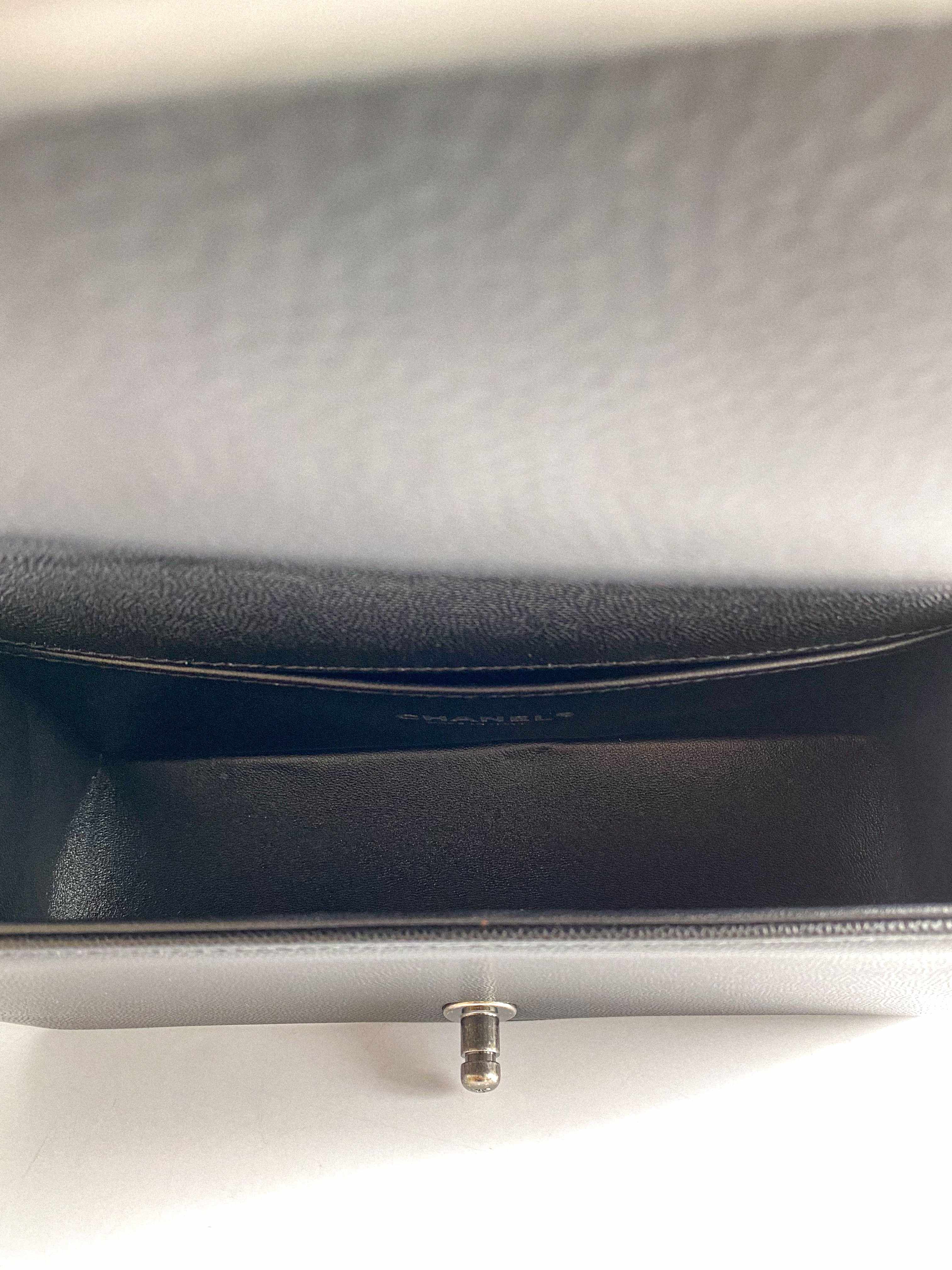 Chanel Boy Old Medium in Black Caviar Leather and Aged Ruthenium Hardware (Microchip)