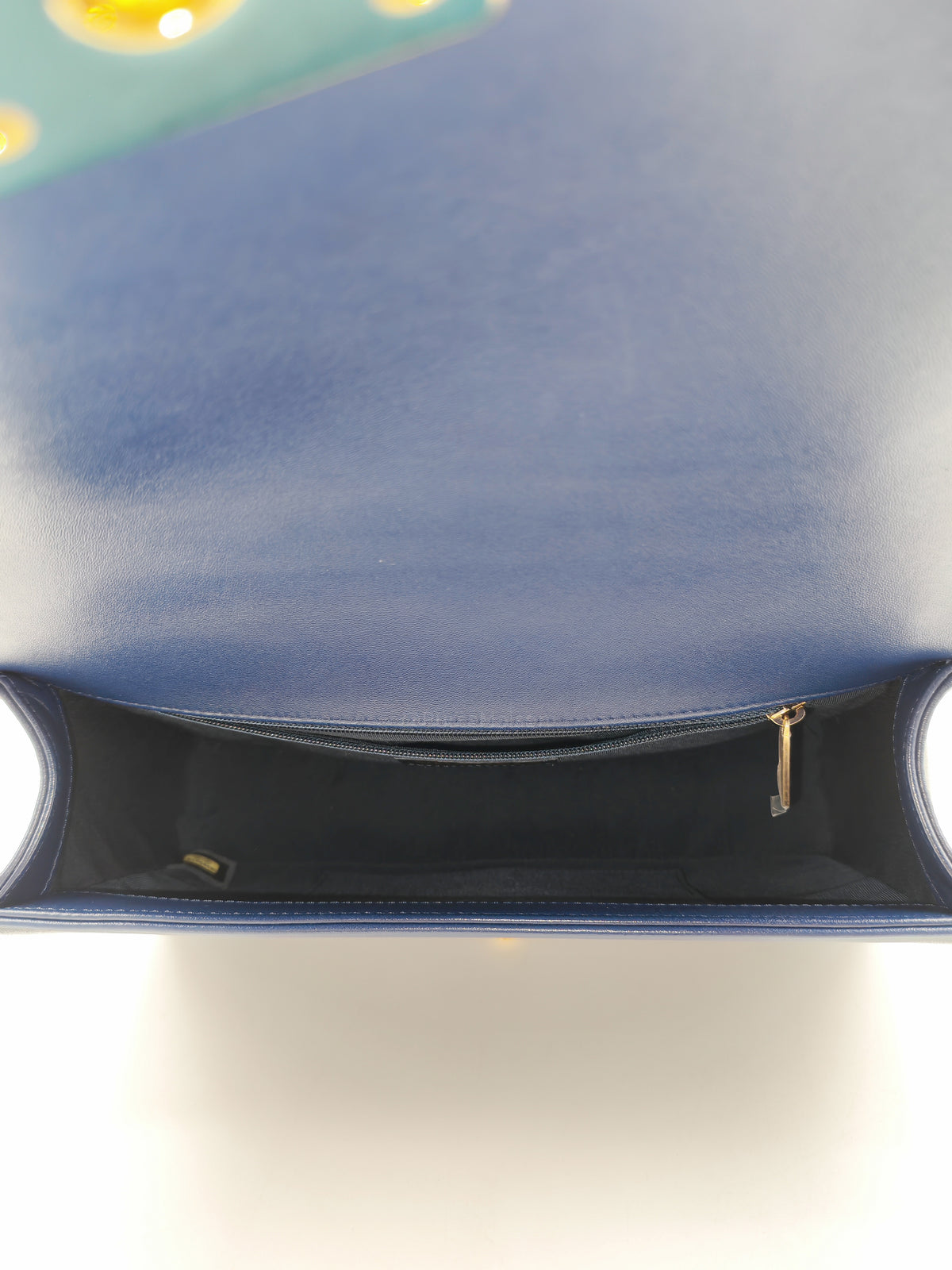 Chanel Boy Old Medium in Blue Quilted Lambskin Leather and Aged Gold Hardware Series 21 | Purse Maison Luxury Bags Shop