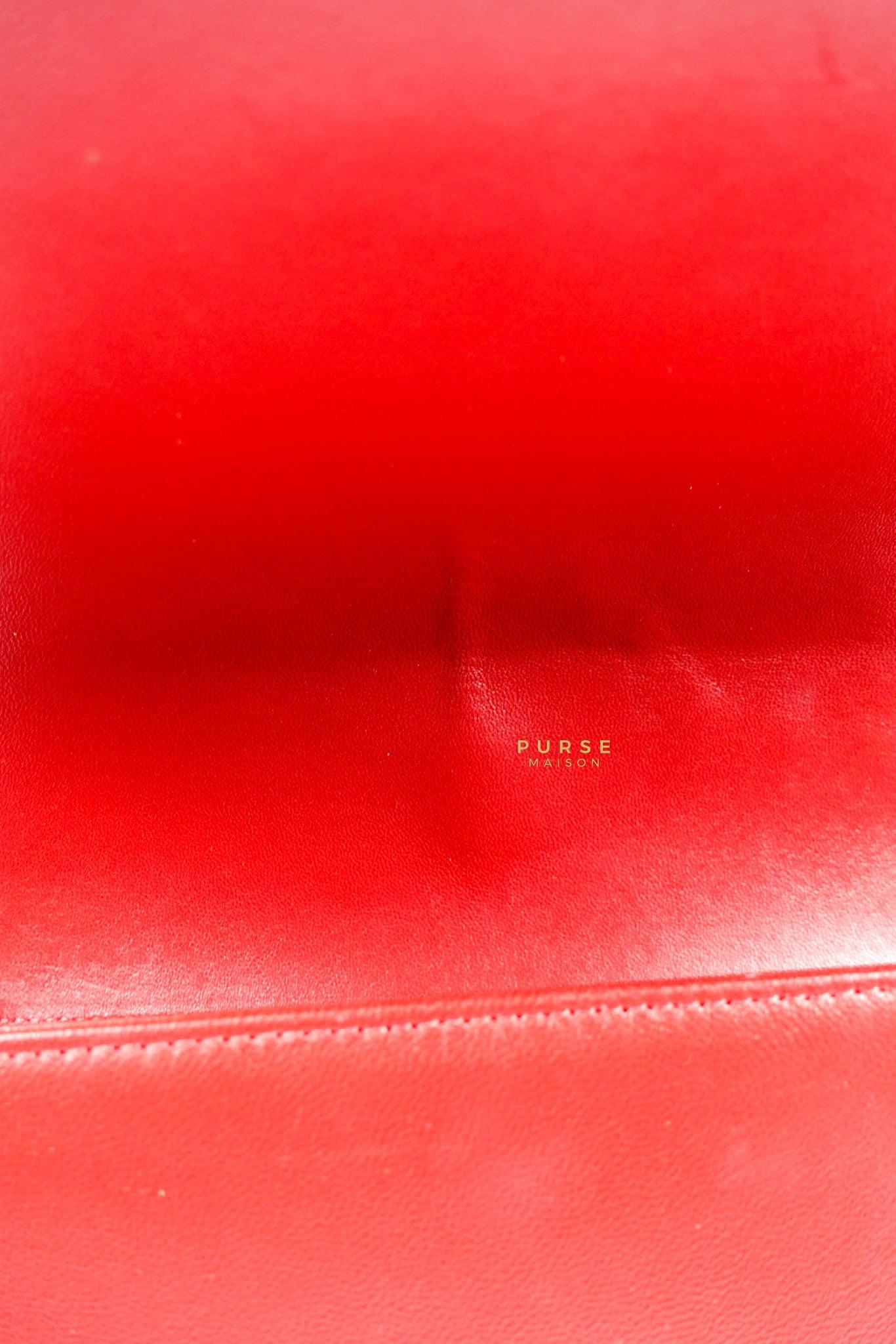 Chanel Boy Red Old Medium in Lambskin and Aged Gold Hardware Series 23