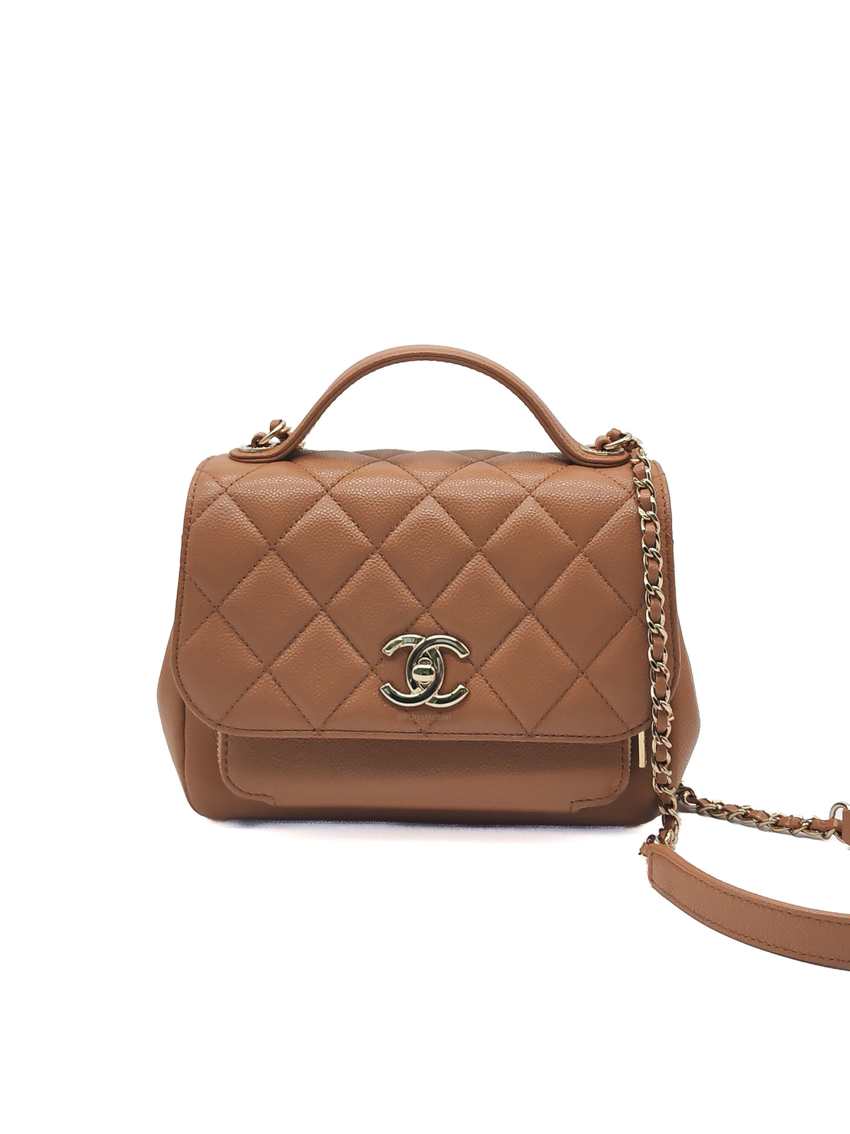 Chanel Business Affinity Small in Caramel Caviar Leather Light Gold Hardware (Series 30) | Purse Maison Luxury Bags Shop