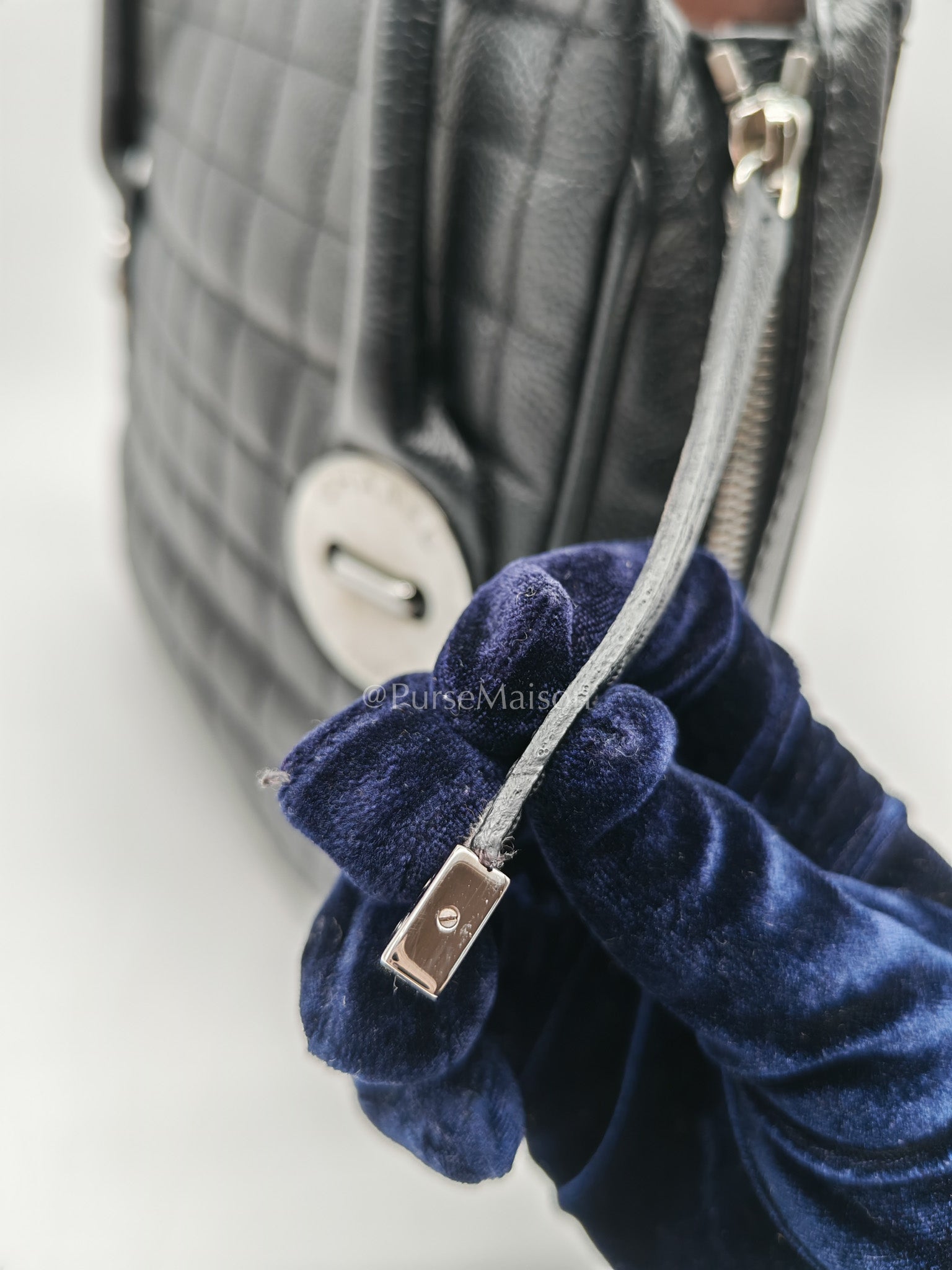 Chanel Button Dome Tote Bag in Black Caviar Leather Silver Hardware (Series 9) | Purse Maison Luxury Bags Shop
