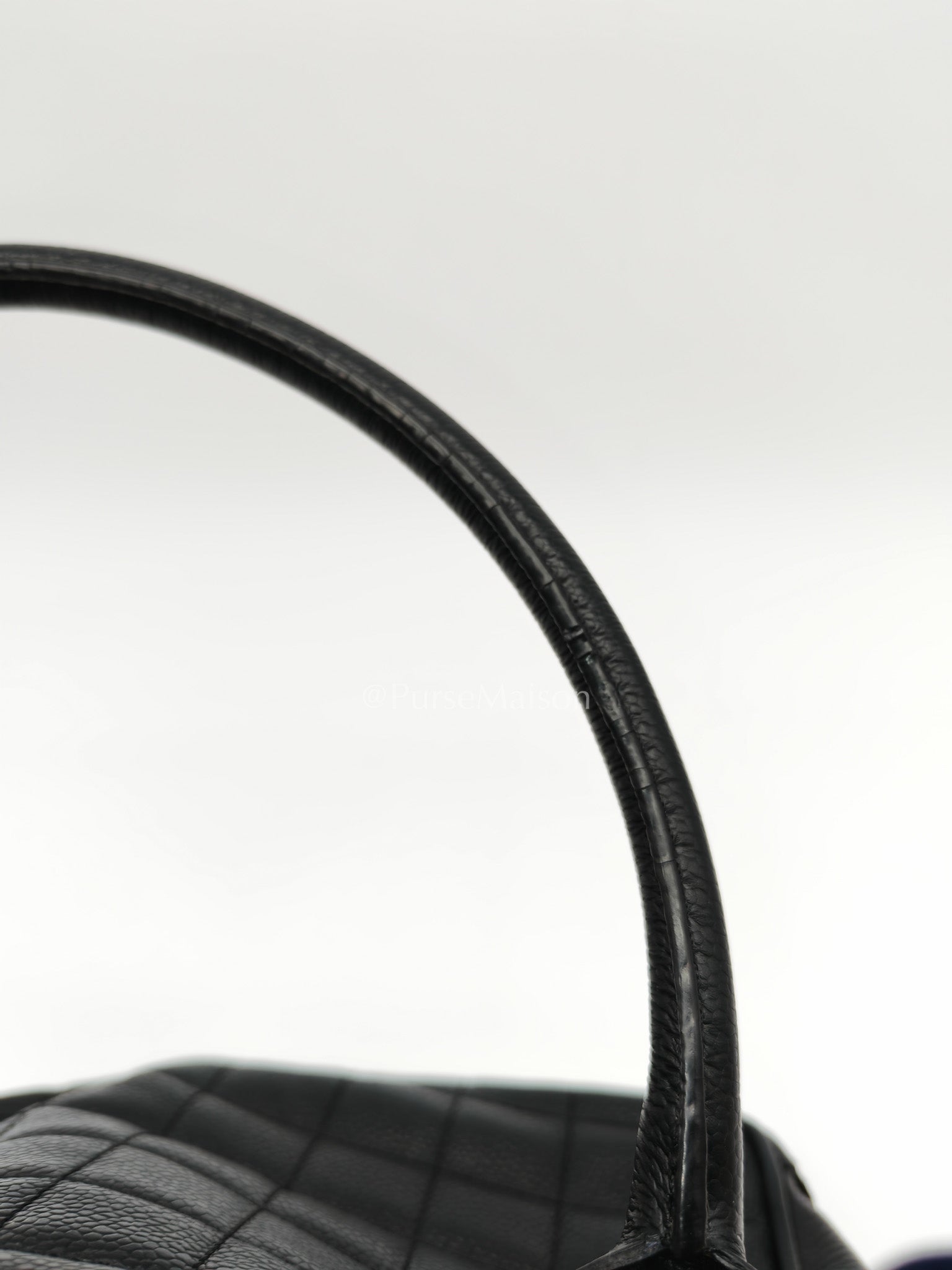 Chanel Button Dome Tote Bag in Black Caviar Leather Silver Hardware (Series 9) | Purse Maison Luxury Bags Shop