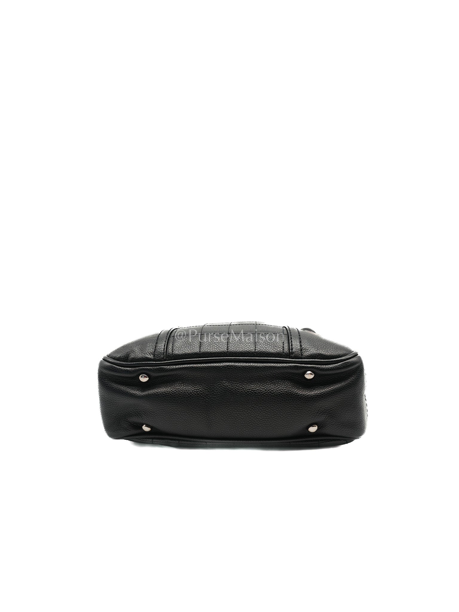 Chanel Button Dome Tote Bag in Black Caviar Leather Silver Hardware (Series 9) | Purse Maison Luxury Bags Shop