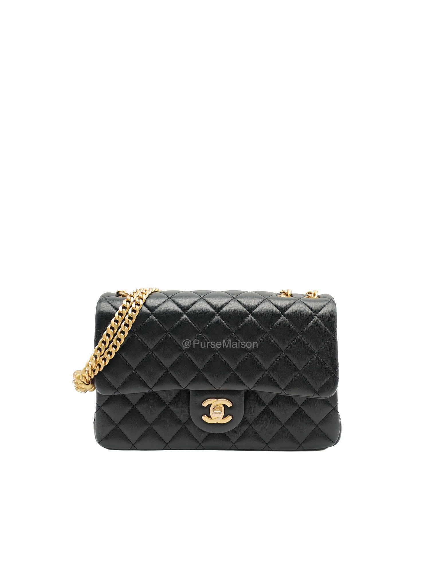 Chanel Camellia Crush Flap Medium in Black Quilted Lambskin Leather and Aged Gold Hardware Microchip | Purse Maison Luxury Bags Shop