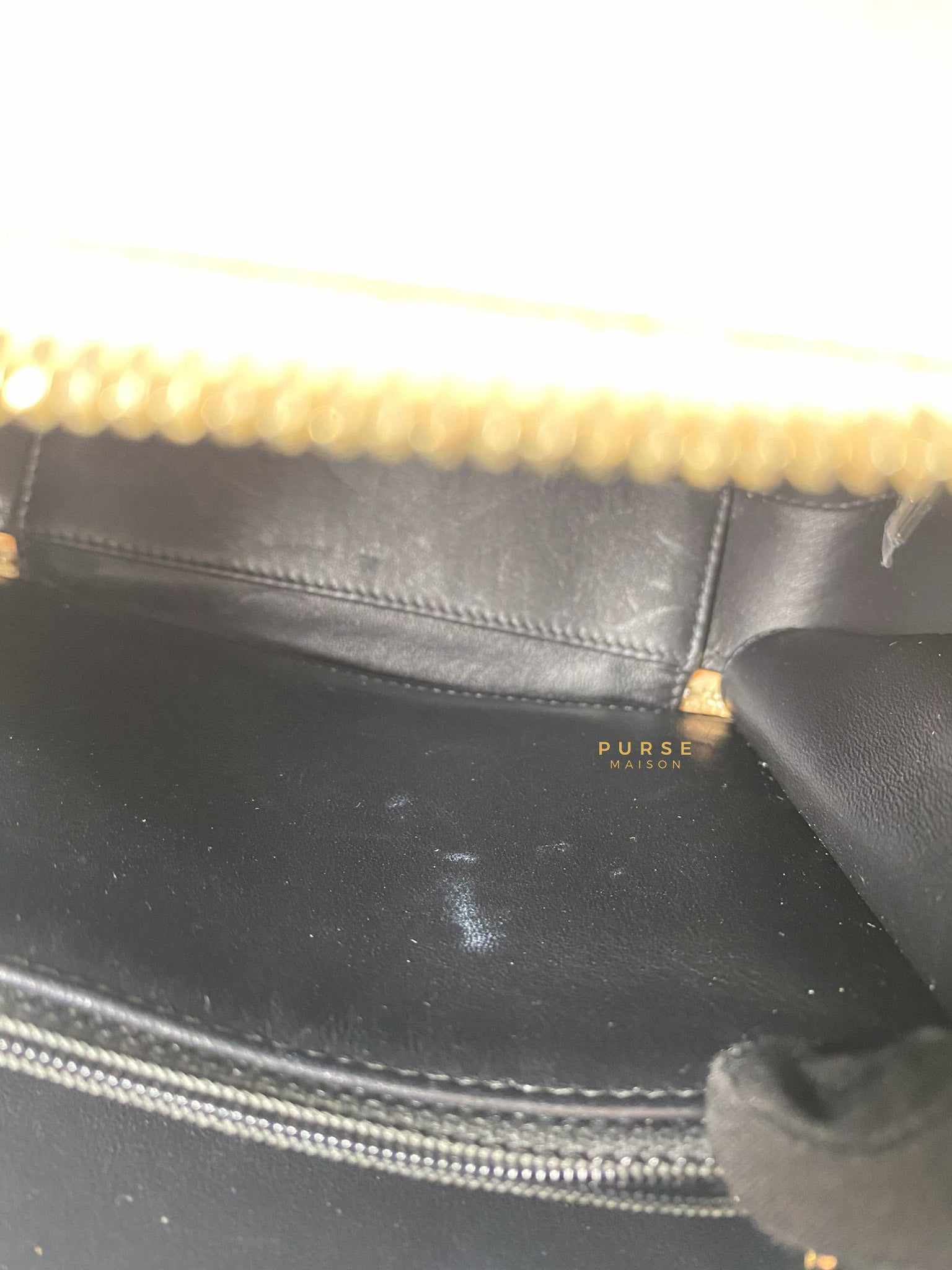 Chanel CC Filigree Medium Vanity Bag Beige/Black Caviar Leather in Light Gold Hardware Series 29