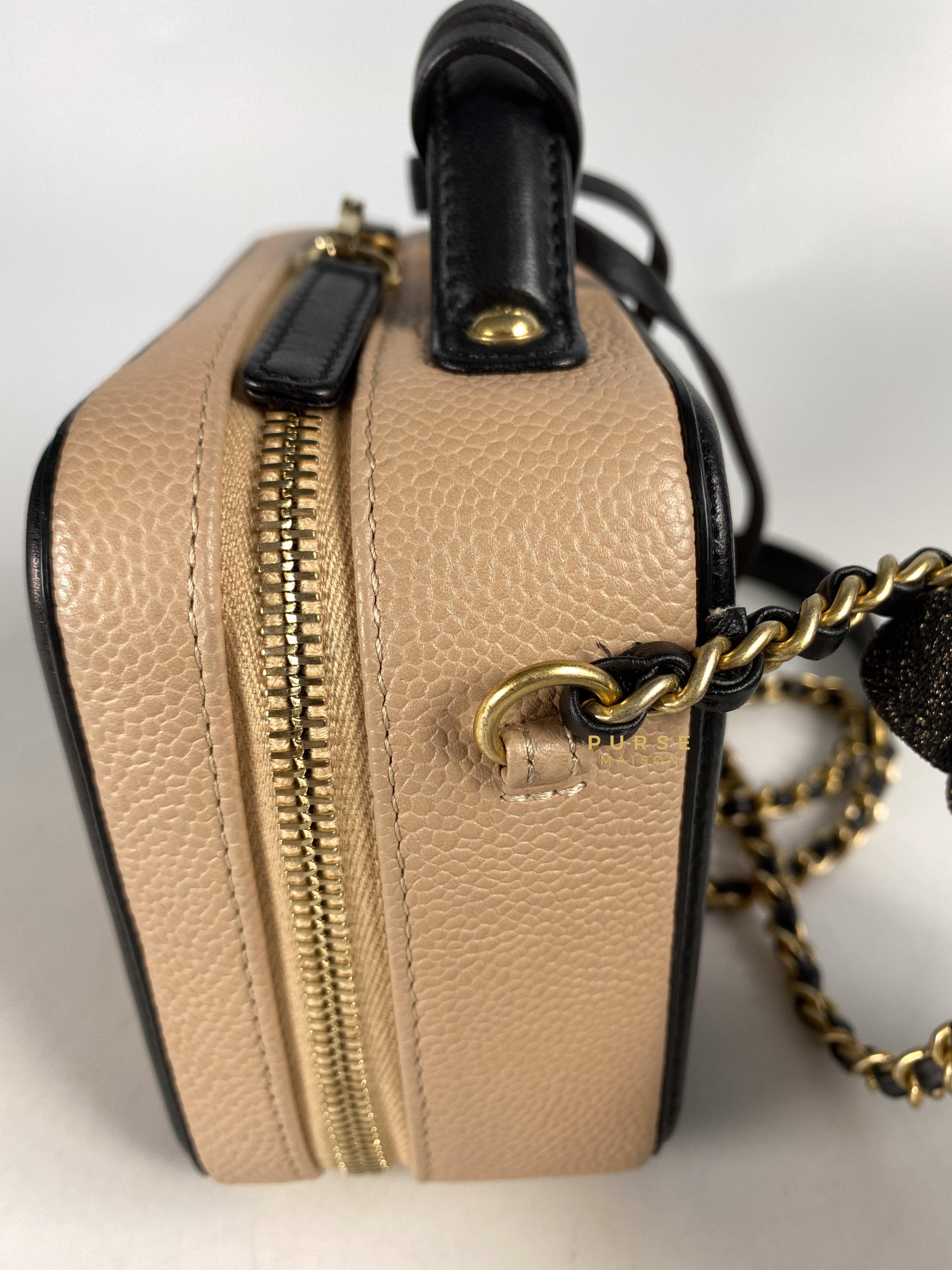 Chanel CC Filigree Vanity Bag Small Beige Caviar and Aged Gold Hardware Series 24 | Purse Maison Luxury Bags Shop