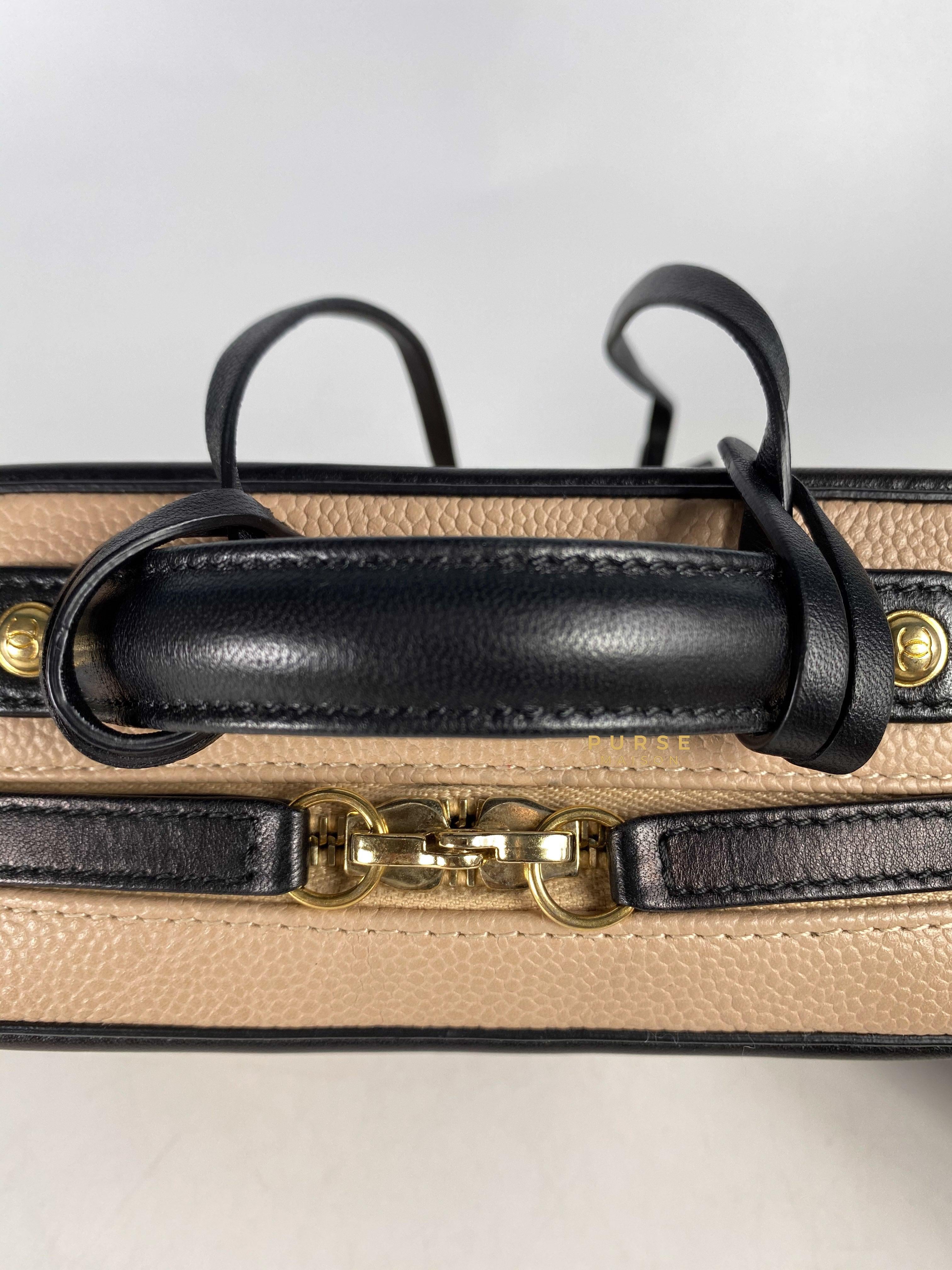 Chanel CC Filigree Vanity Bag Small Beige Caviar and Aged Gold Hardware Series 24 | Purse Maison Luxury Bags Shop