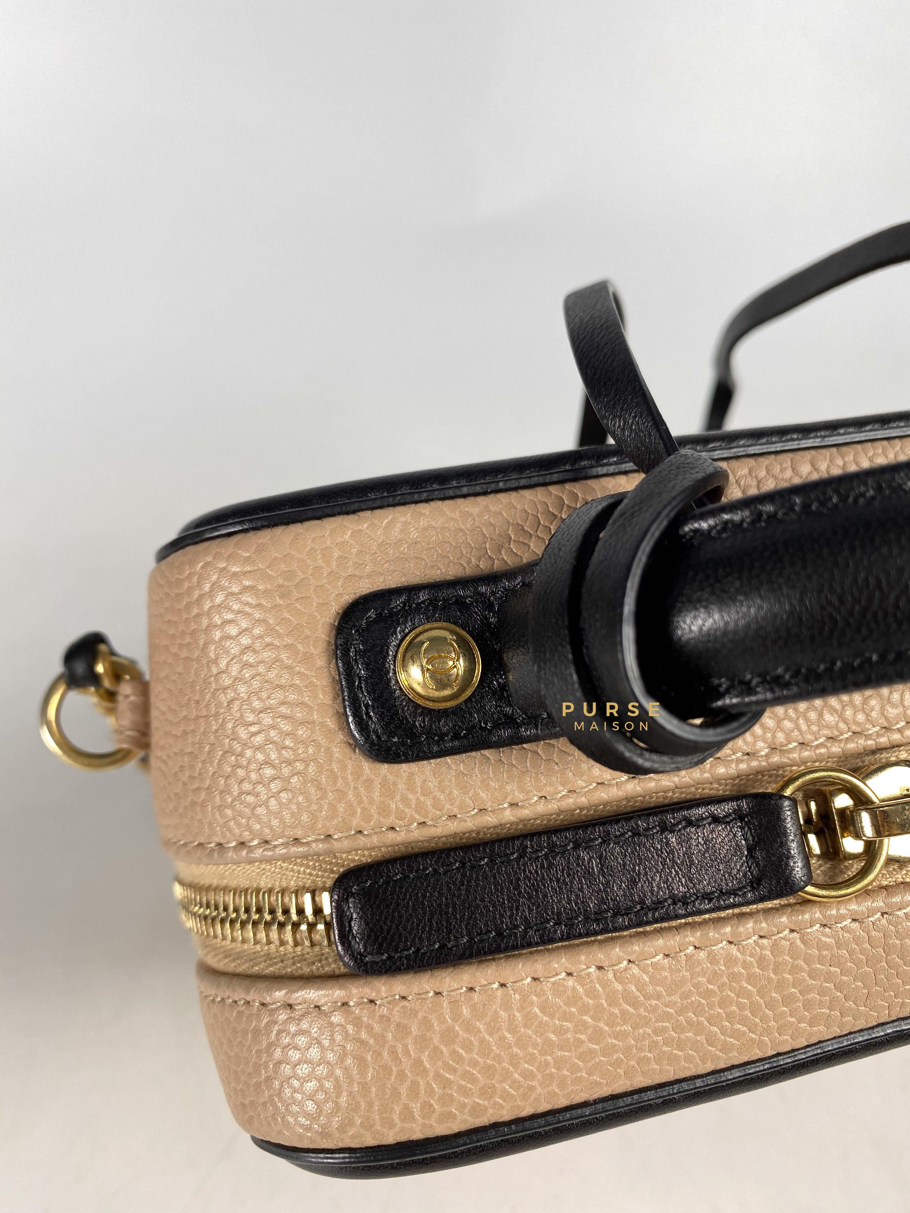 Chanel CC Filigree Vanity Bag Small Beige Caviar and Aged Gold Hardware Series 24 | Purse Maison Luxury Bags Shop