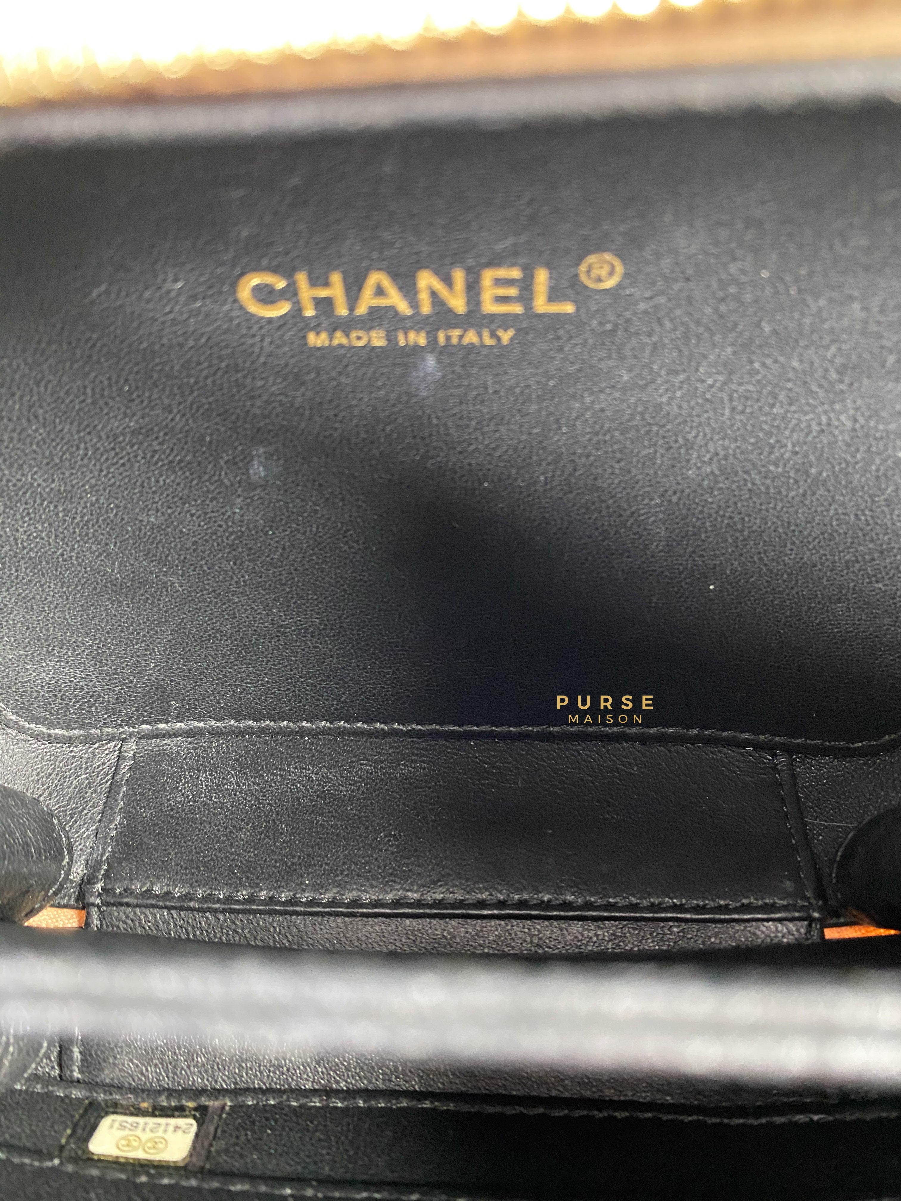 Chanel CC Filigree Vanity Bag Small Beige Caviar and Aged Gold Hardware Series 24 | Purse Maison Luxury Bags Shop