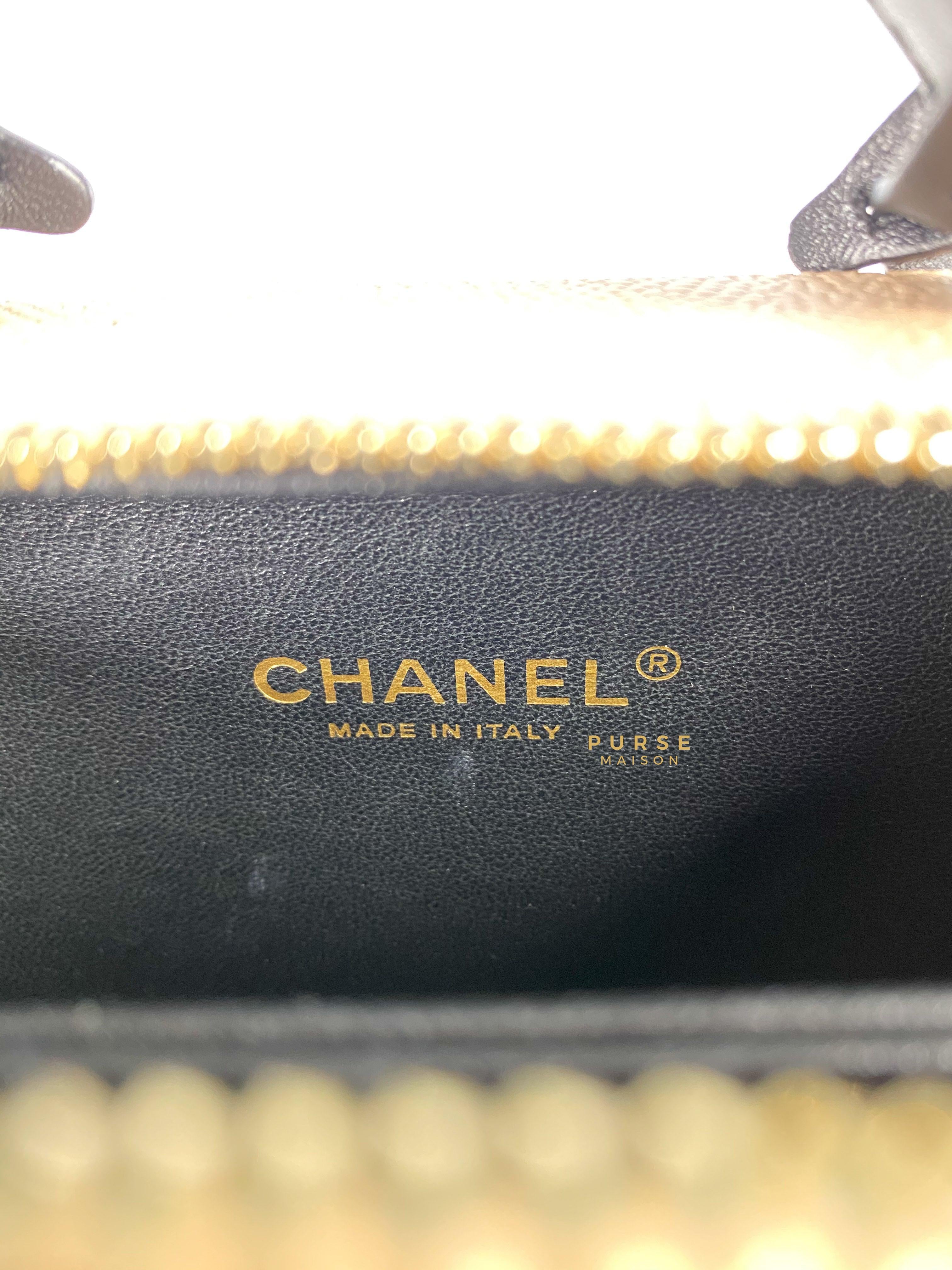 Chanel CC Filigree Vanity Bag Small Beige Caviar and Aged Gold Hardware Series 24 | Purse Maison Luxury Bags Shop