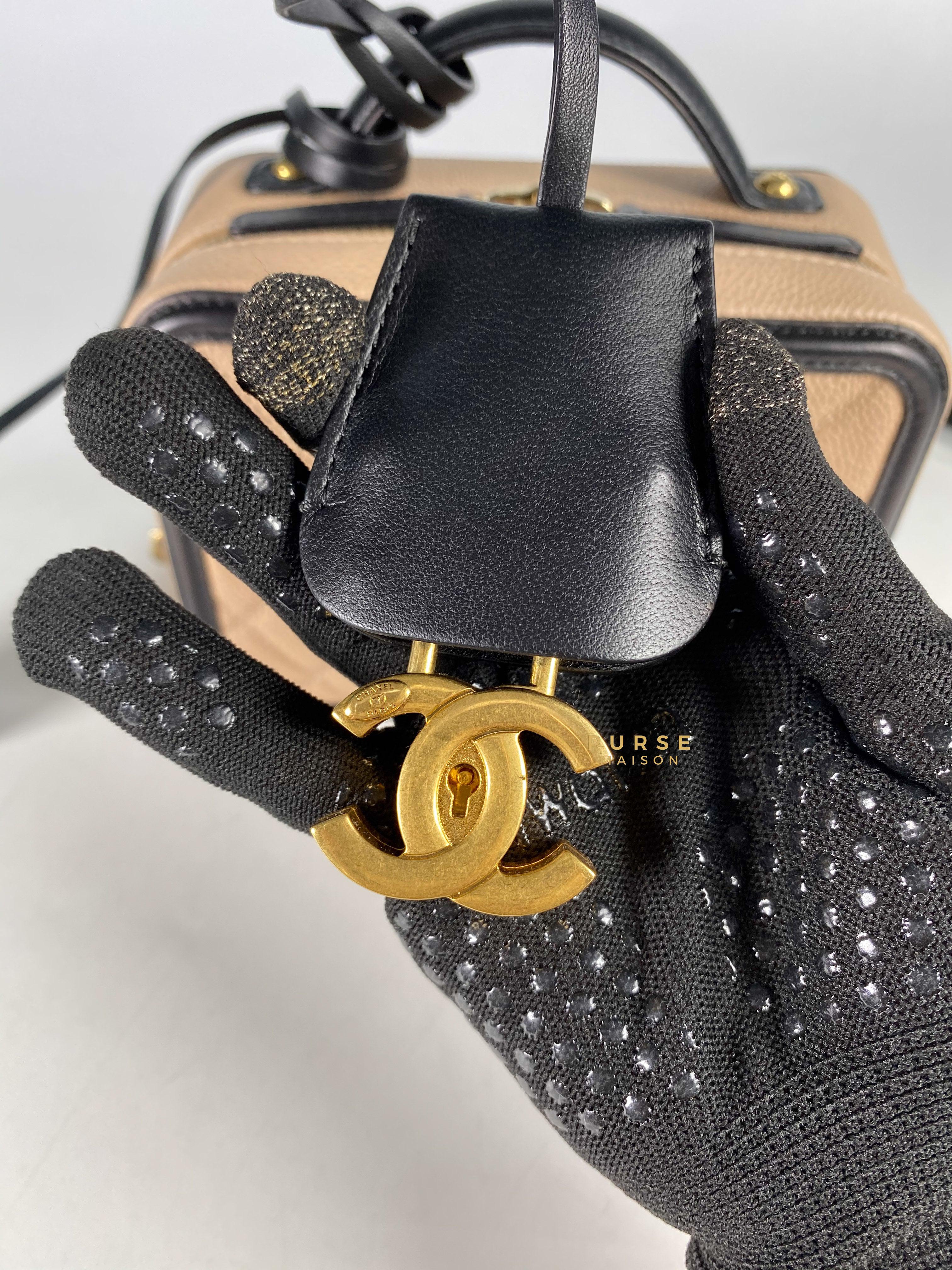 Chanel CC Filigree Vanity Bag Small Beige Caviar and Aged Gold Hardware Series 24 | Purse Maison Luxury Bags Shop
