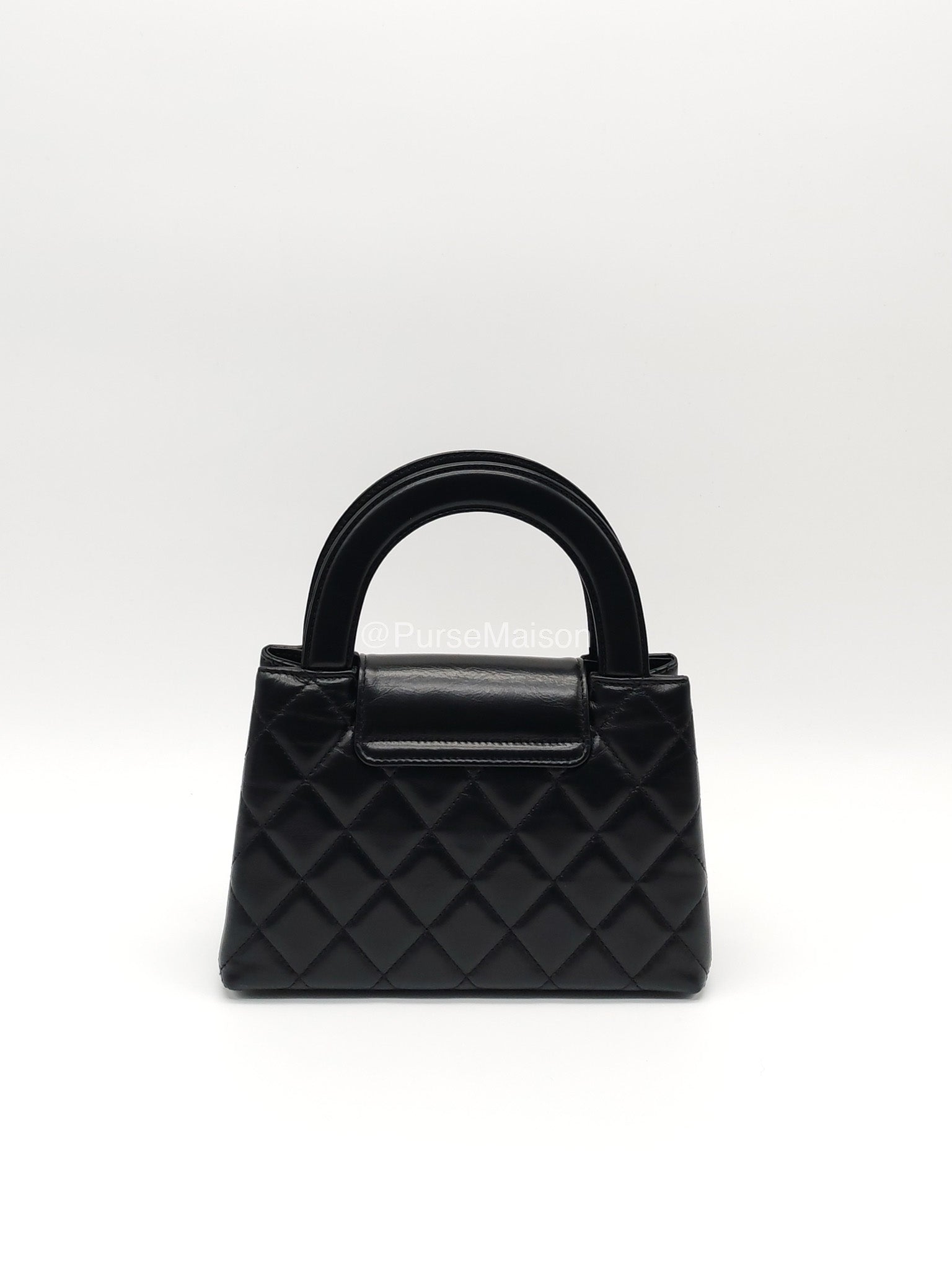 Chanel CC Kelly Shopping Bag Small in Black Shiny Calfskin Leather Aged Gold Hardware (Microchip) | Purse Maison Luxury Bags Shop