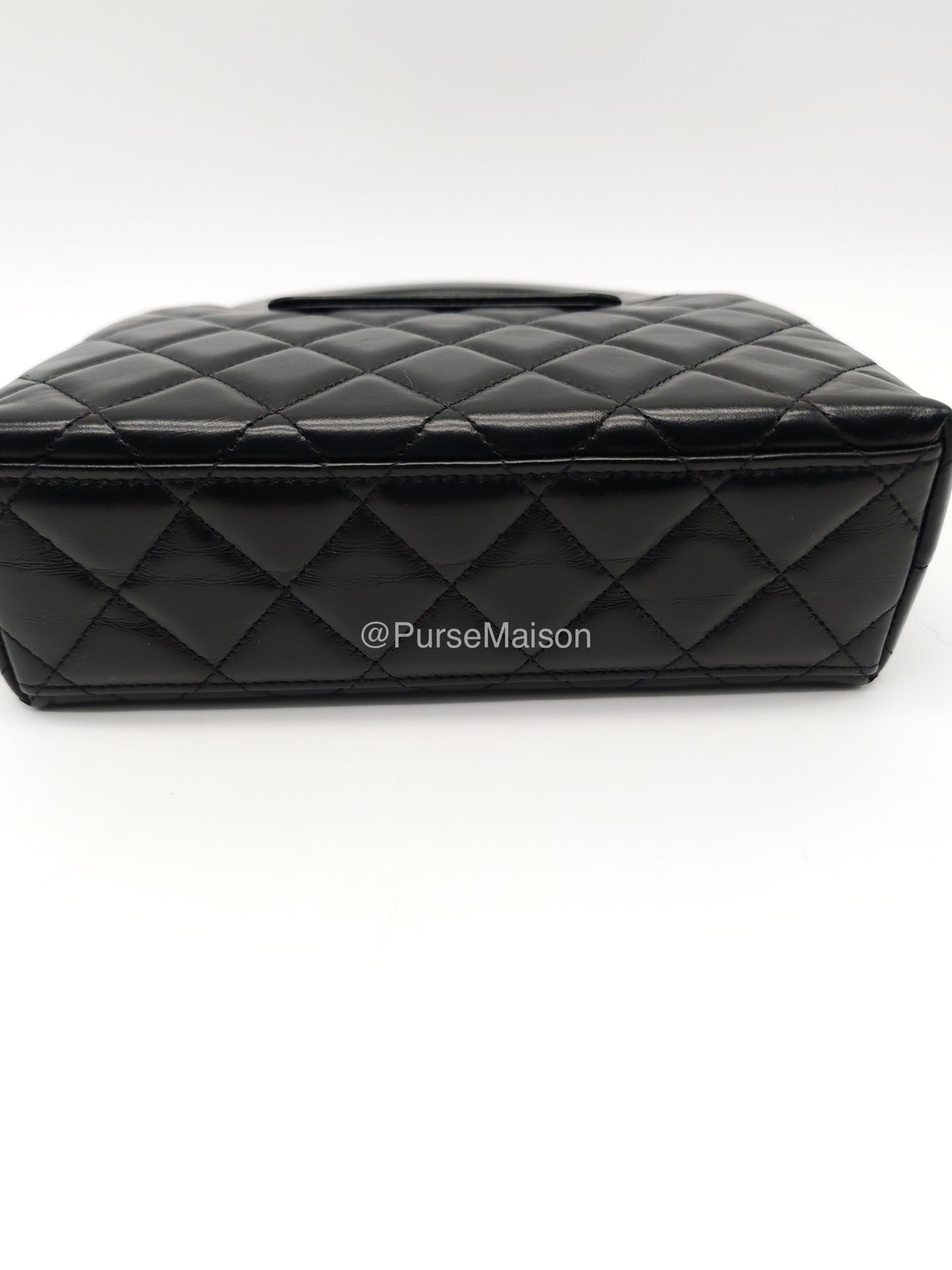 Chanel CC Kelly Shopping Bag Small in Black Shiny Calfskin Leather Aged Gold Hardware (Microchip) | Purse Maison Luxury Bags Shop