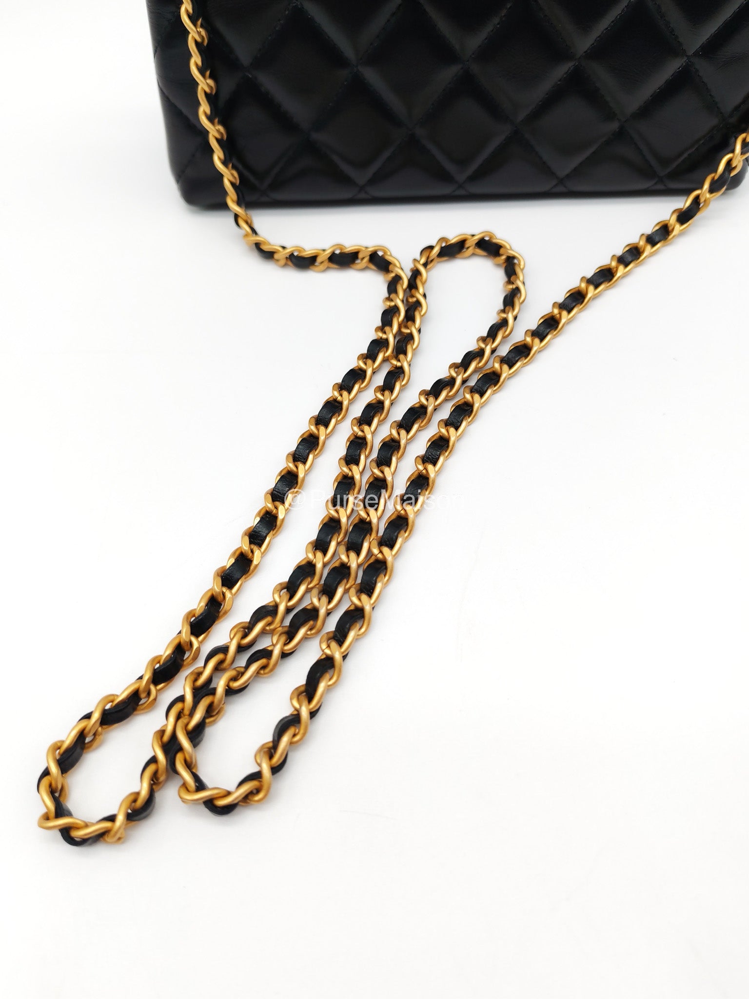 Chanel CC Kelly Shopping Bag Small in Black Shiny Calfskin Leather Aged Gold Hardware (Microchip) | Purse Maison Luxury Bags Shop