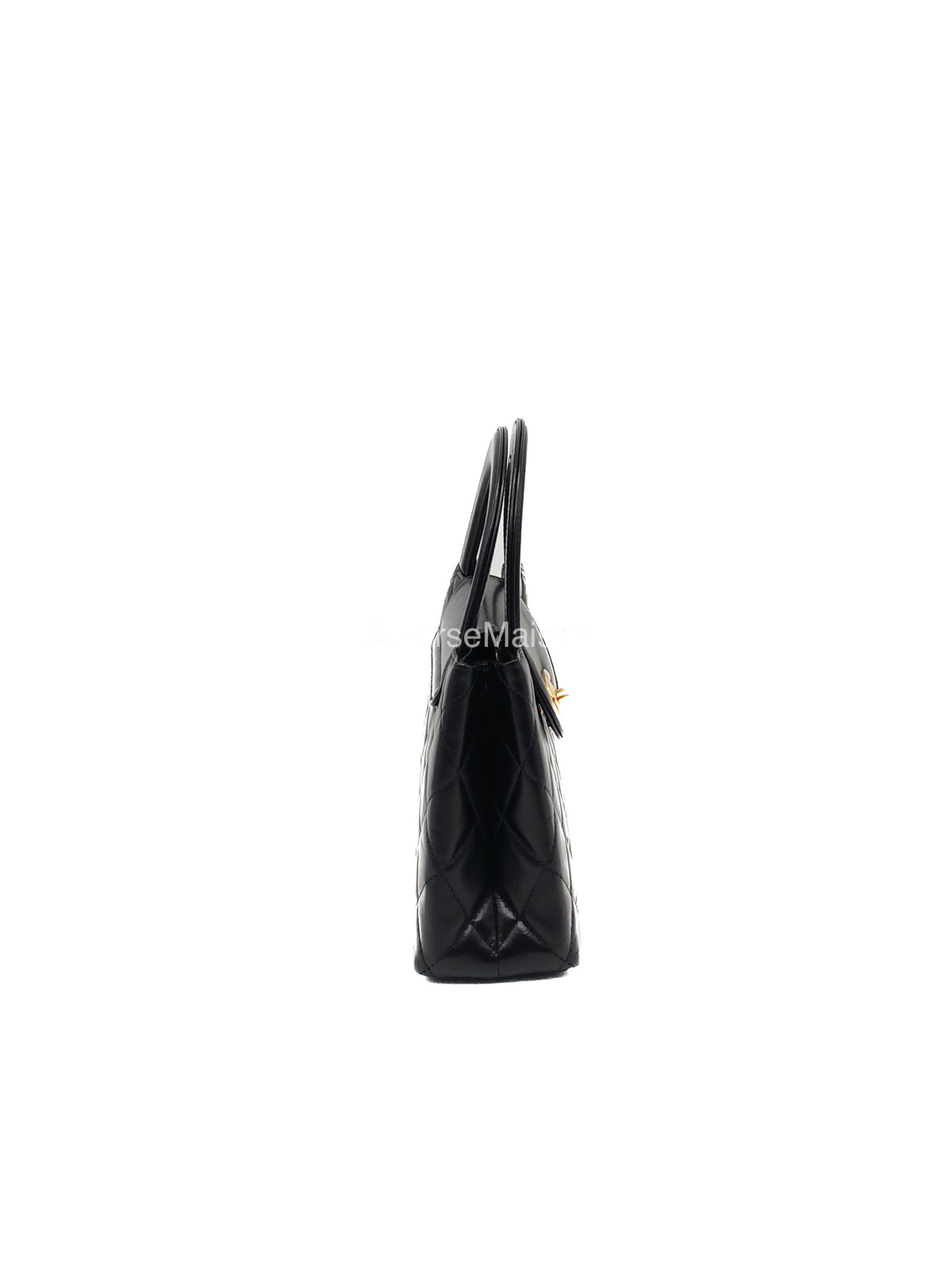 Chanel CC Kelly Shopping Bag Small in Black Shiny Calfskin Leather Aged Gold Hardware (Microchip) | Purse Maison Luxury Bags Shop