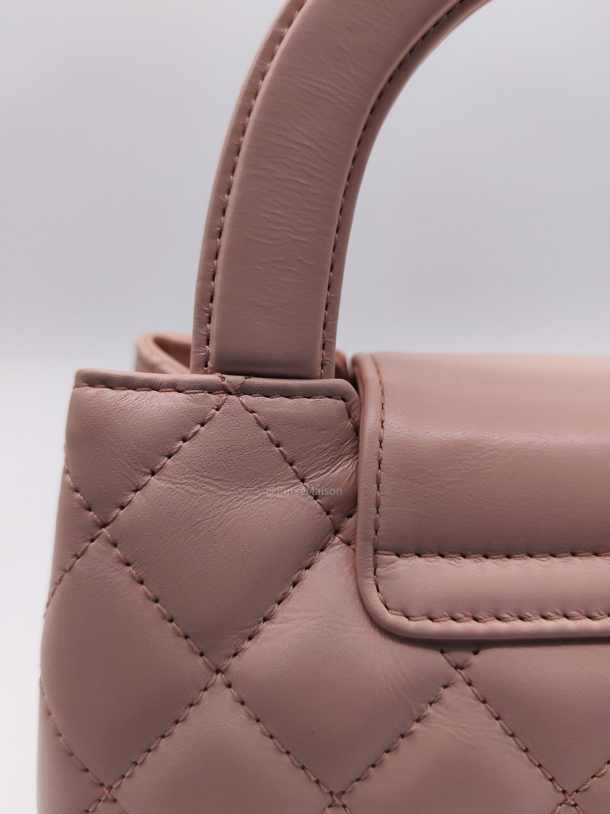Chanel CC Kelly Small in Baby Pink Shinny Calfskin Leather Aged Gold Hardware Microchip(E8****T5) | Purse Maison Luxury Bags Shop