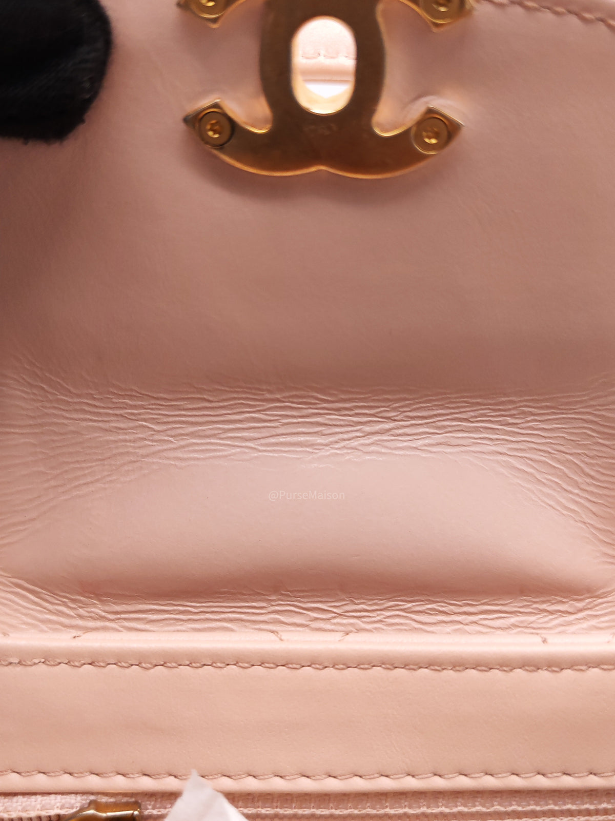 Chanel CC Kelly Small in Baby Pink Shinny Calfskin Leather Aged Gold Hardware Microchip(E8****T5) | Purse Maison Luxury Bags Shop