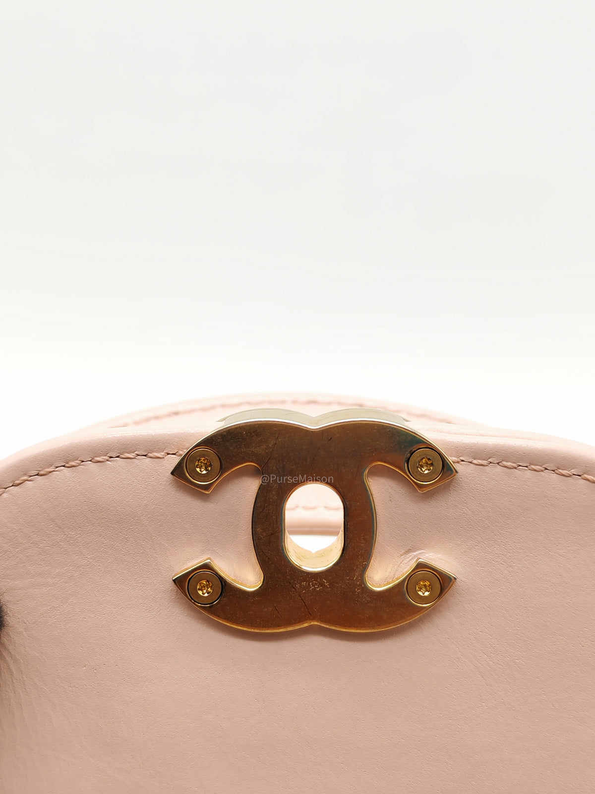 Chanel CC Kelly Small in Baby Pink Shinny Calfskin Leather Aged Gold Hardware Microchip(E8****T5) | Purse Maison Luxury Bags Shop