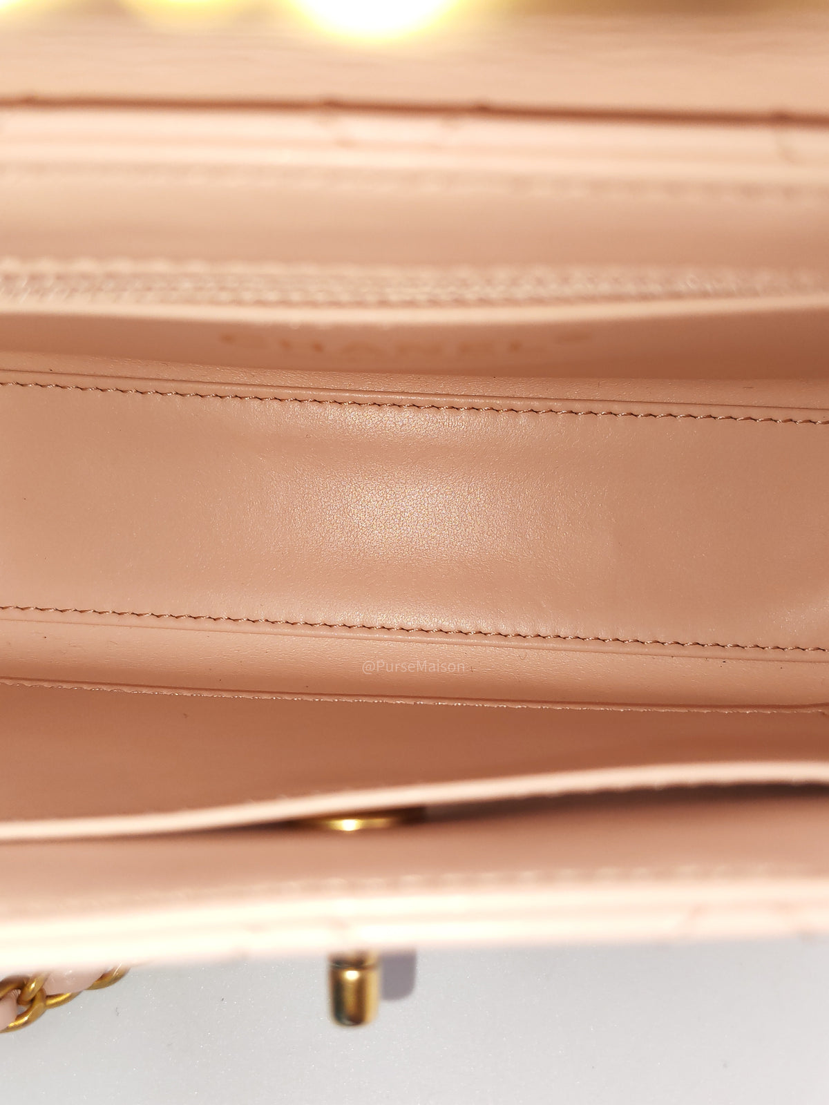 Chanel CC Kelly Small in Baby Pink Shinny Calfskin Leather Aged Gold Hardware Microchip(E8****T5) | Purse Maison Luxury Bags Shop