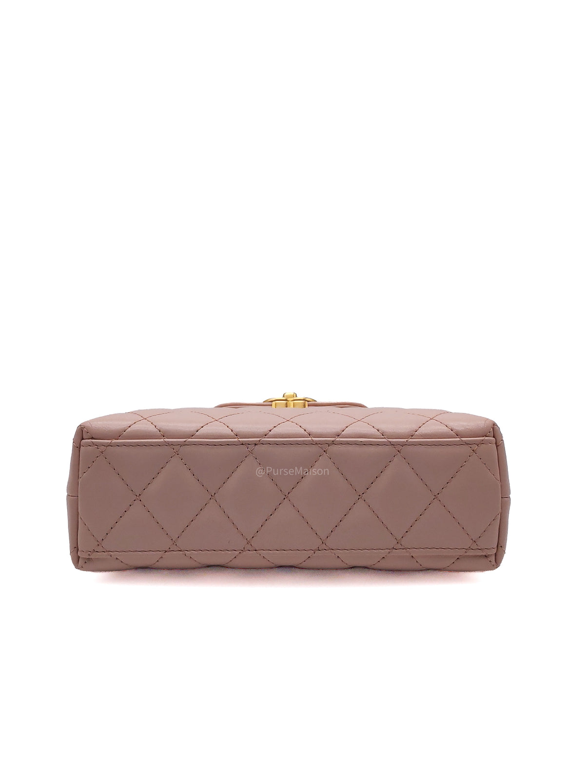 Chanel CC Kelly Small in Baby Pink Shinny Calfskin Leather Aged Gold Hardware Microchip(E8****T5) | Purse Maison Luxury Bags Shop