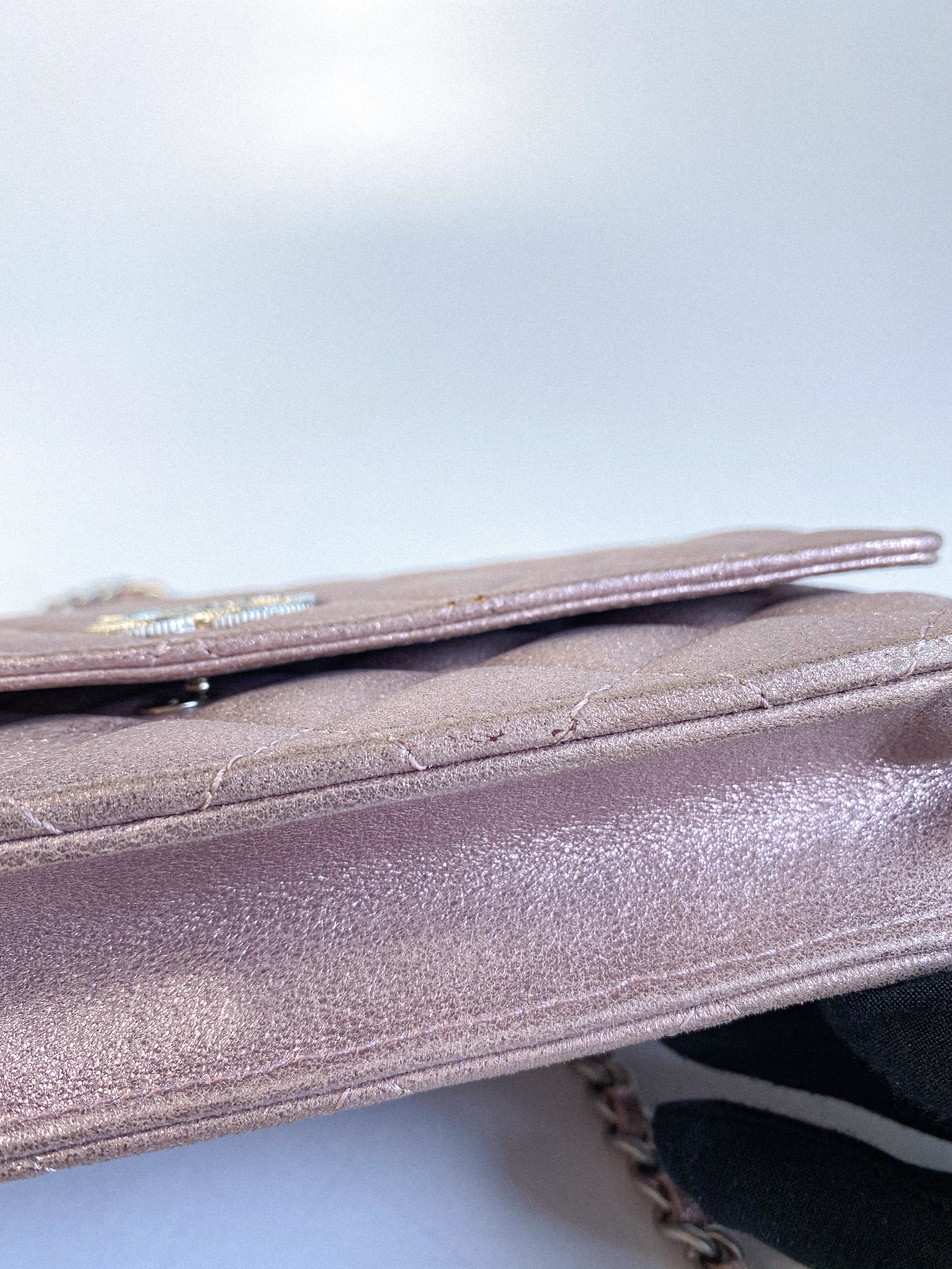 Chanel CC Wallet on Chain in Iridescent Pink Calfskin and Silver Hardware Series 21