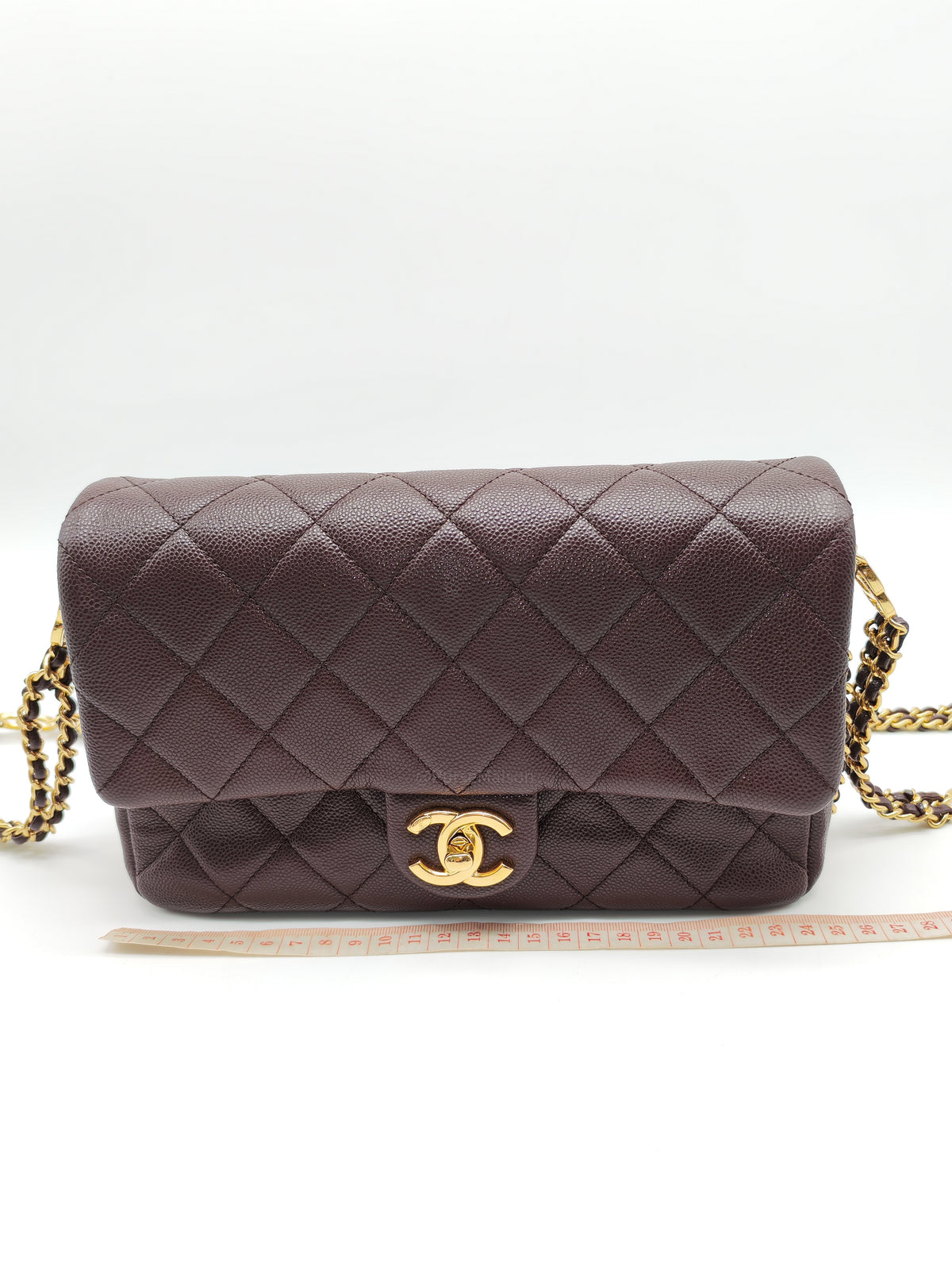 Chanel CC You Flap Bag in Dark Brown Caviar Leather Shiny Gold Hardware (Microchip) | Purse Maison Luxury Bags Shop