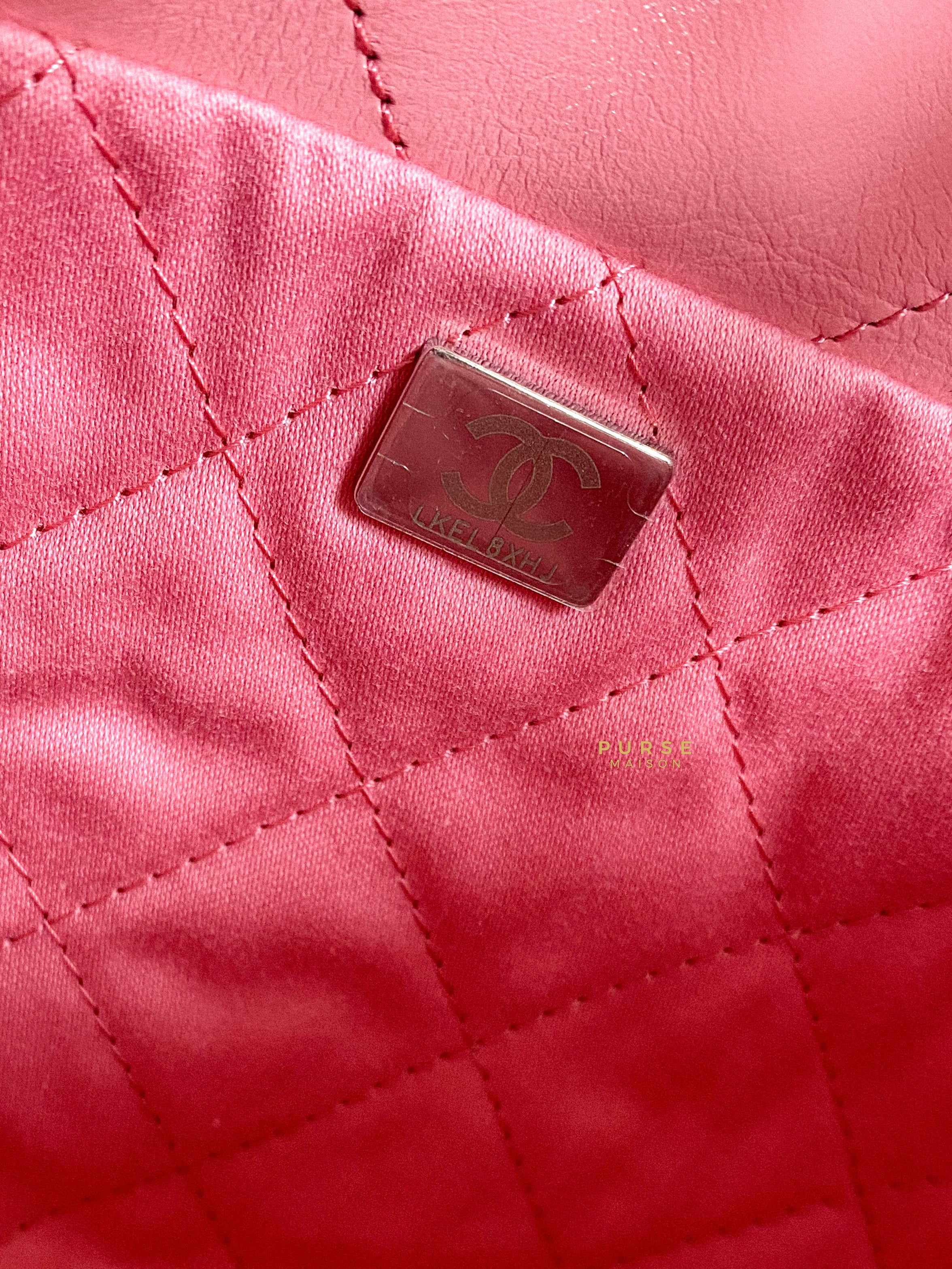 Chanel Mini 22 Pink Shiny Calfskin in Silver Hardware (Microchip)