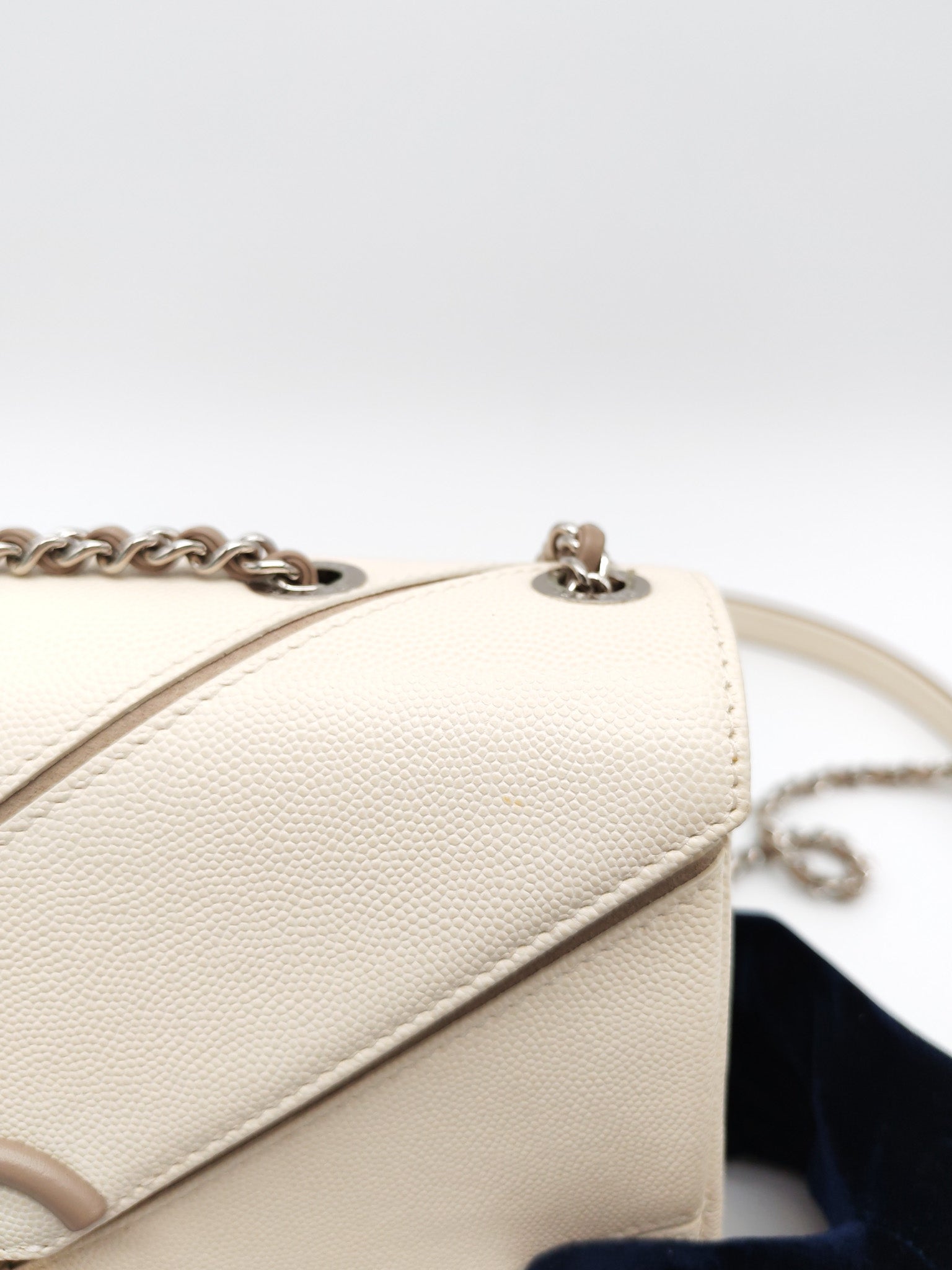 Chanel Chevron Flap Bag in White Caviar Leather & Palladium Hardware Series 23 | Purse Maison Luxury Bags Shop