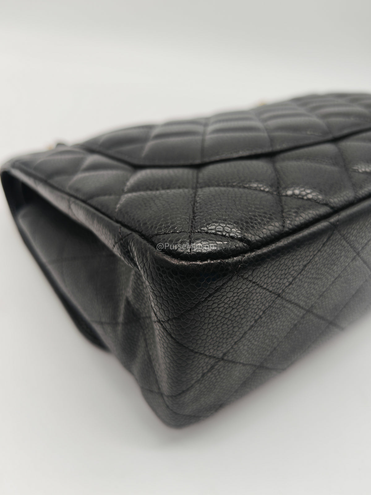 Chanel Classic Doube Flap Jumbo in Black Quilted Caviar Leather and Gold Hardware Series 16 | Purse Maison Luxury Bags Shop