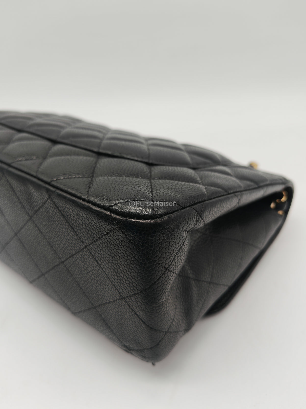 Chanel Classic Doube Flap Jumbo in Black Quilted Caviar Leather and Gold Hardware Series 16 | Purse Maison Luxury Bags Shop
