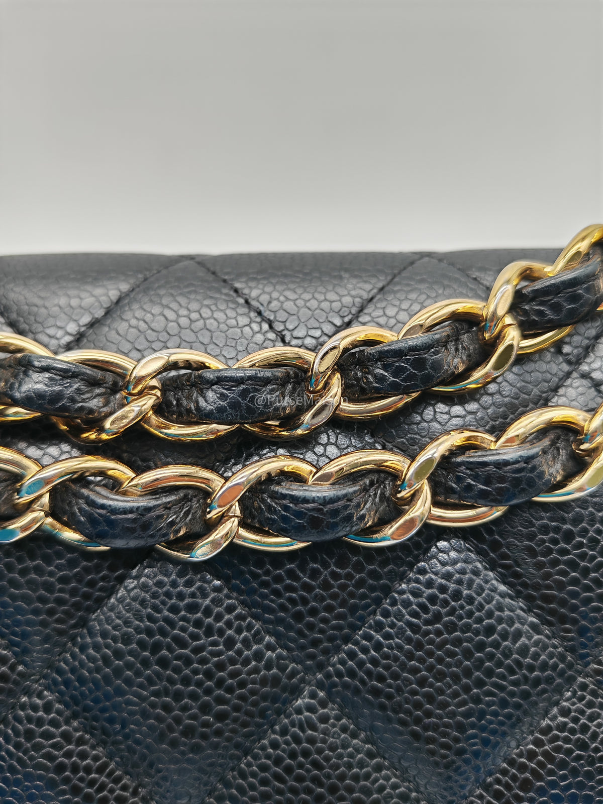 Chanel Classic Doube Flap Jumbo in Black Quilted Caviar Leather and Gold Hardware Series 16 | Purse Maison Luxury Bags Shop