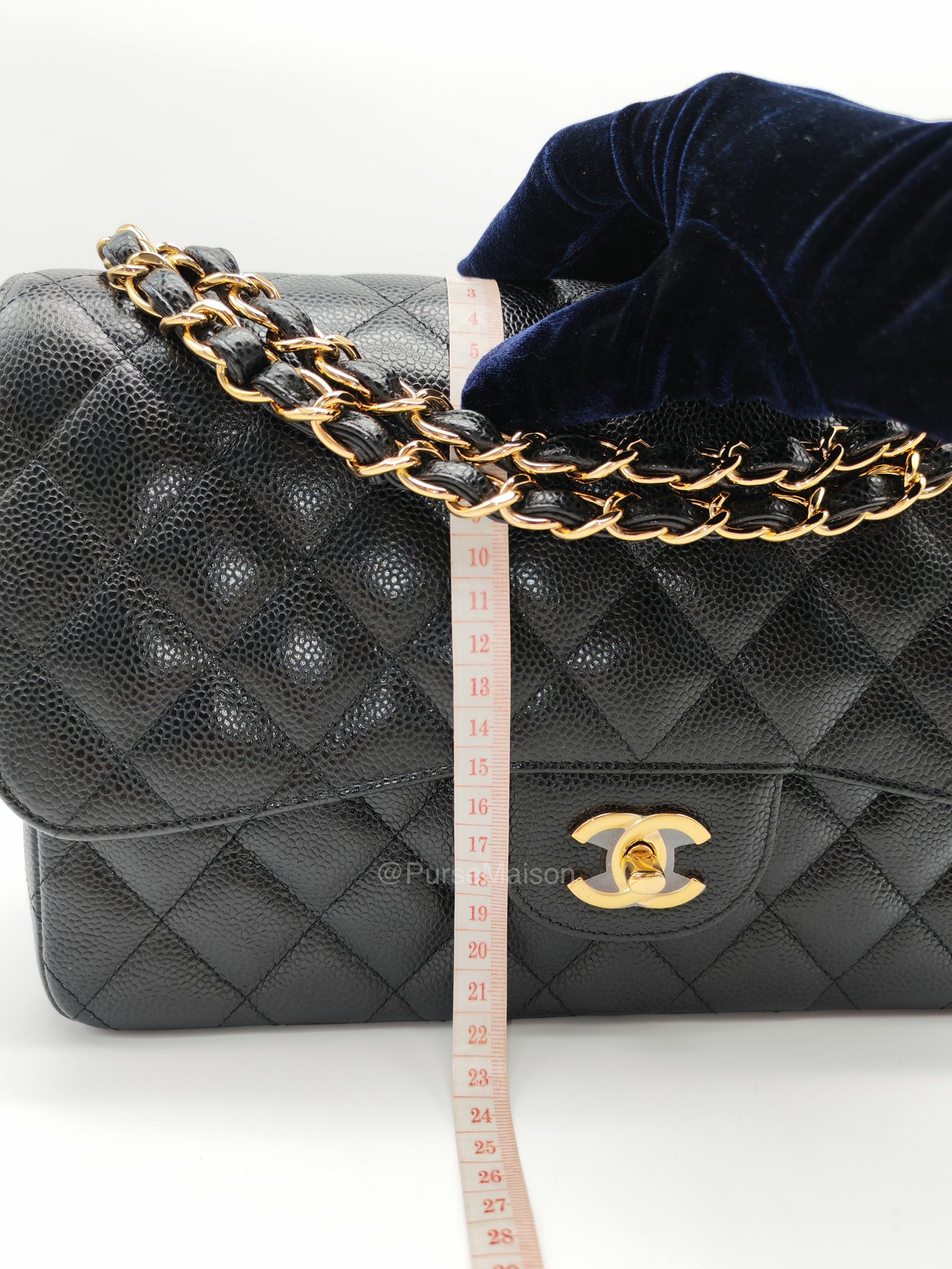 Chanel Classic Doube Flap Jumbo in Black Quilted Caviar Leather and Gold Hardware Series 16 | Purse Maison Luxury Bags Shop