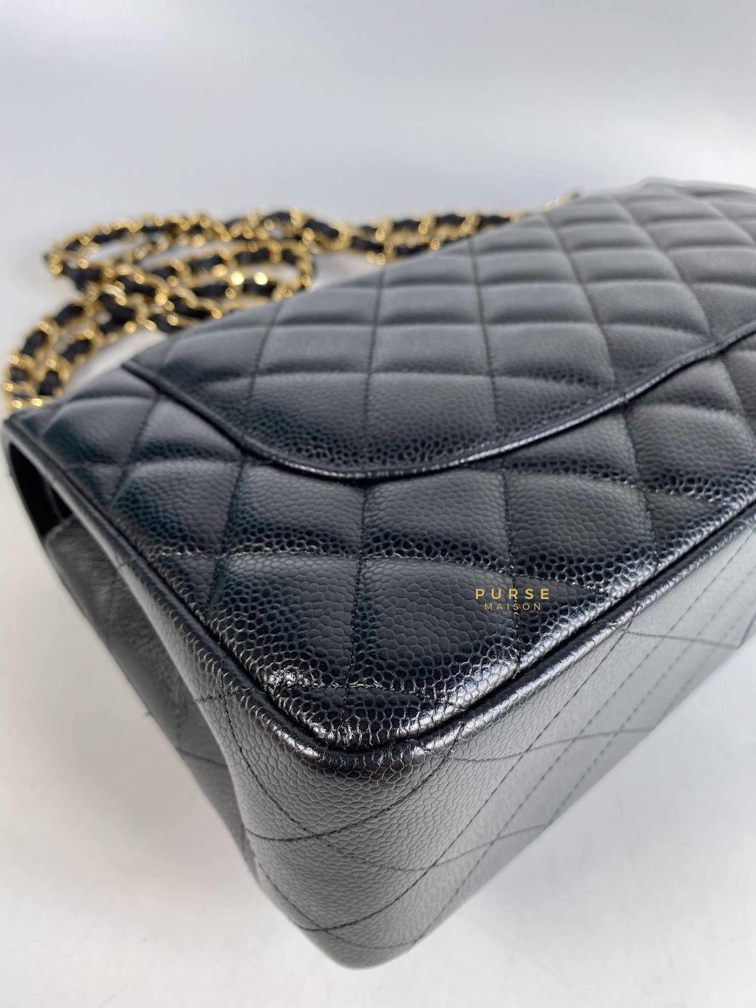 Chanel Classic Double Flap Jumbo Black Caviar Leather and Gold Hardware Series 14
