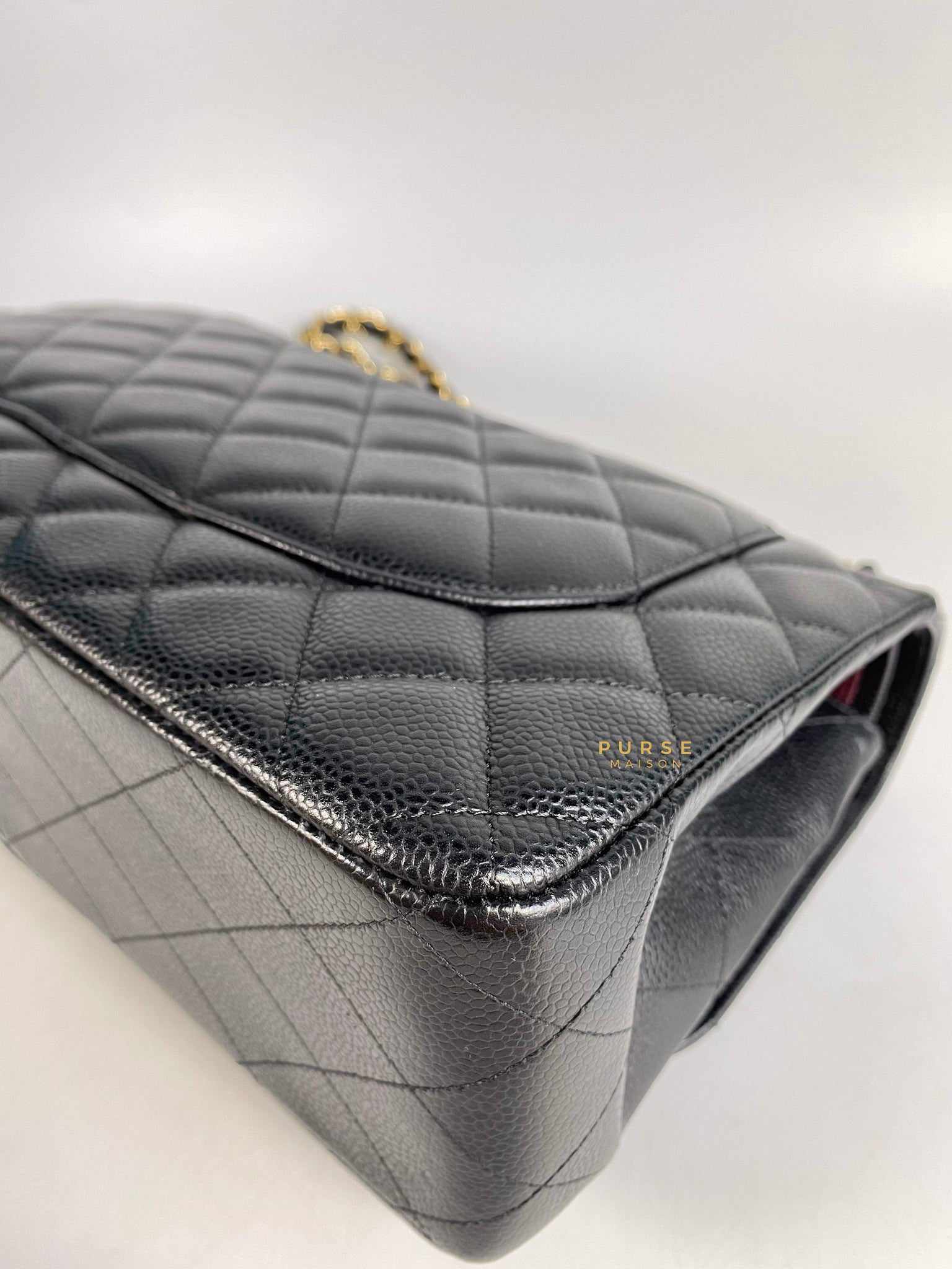 Chanel Classic Double Flap Jumbo Black Caviar Leather and Gold Hardware Series 14