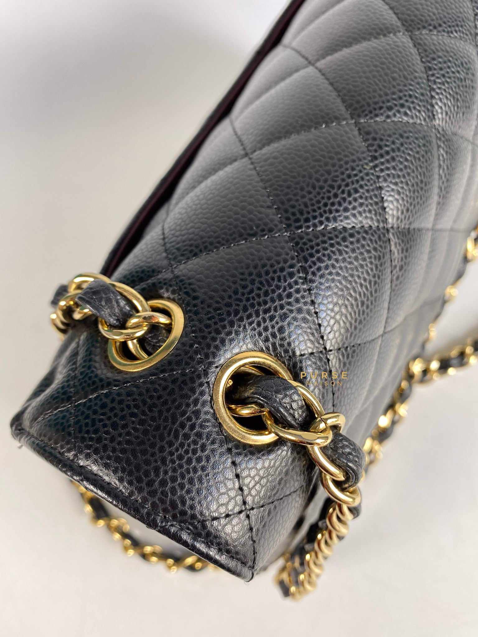 Chanel Classic Double Flap Jumbo Black Caviar Leather and Gold Hardware Series 14