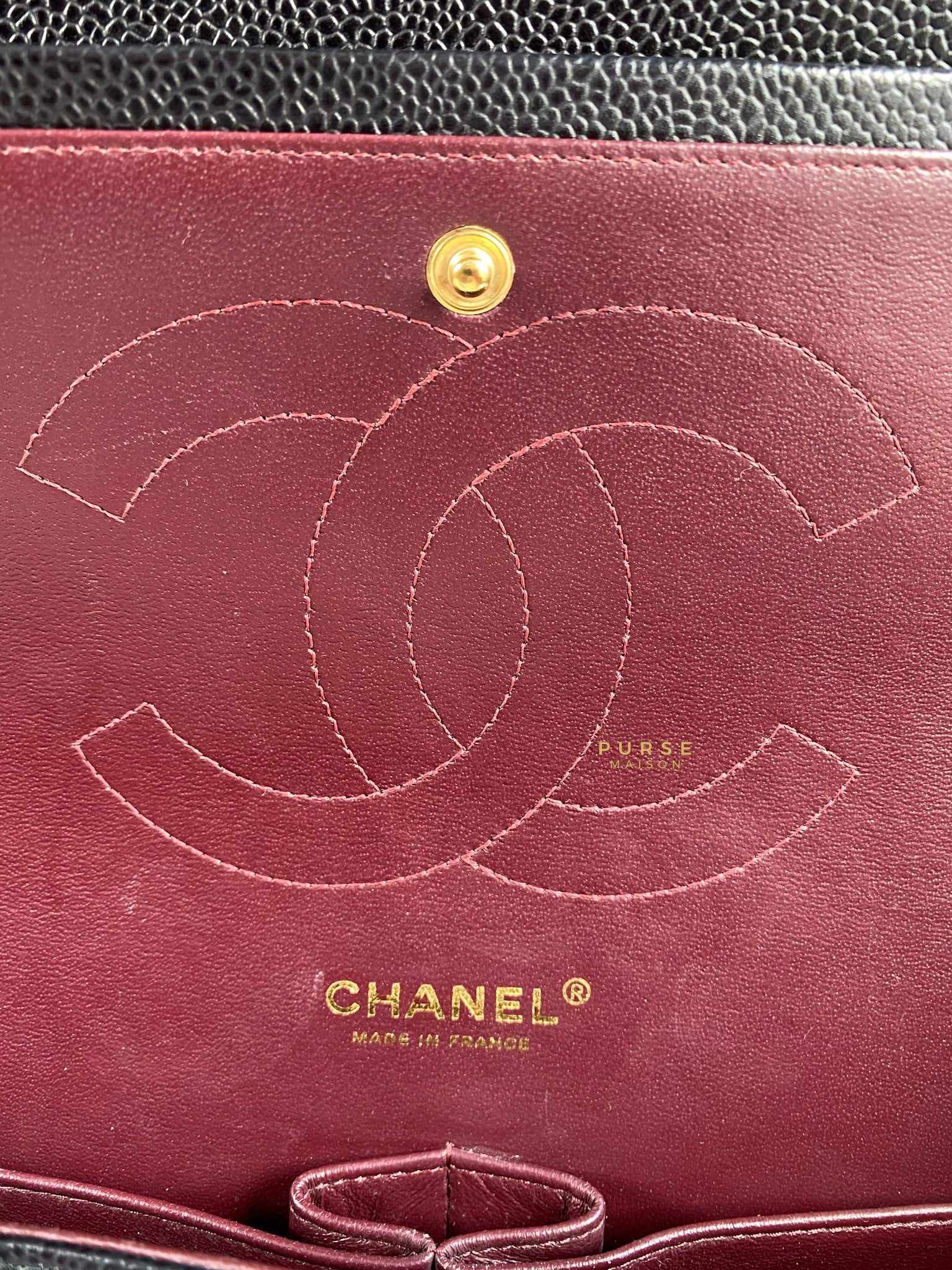 Chanel Classic Double Flap Jumbo Black Caviar Leather and Gold Hardware Series 14